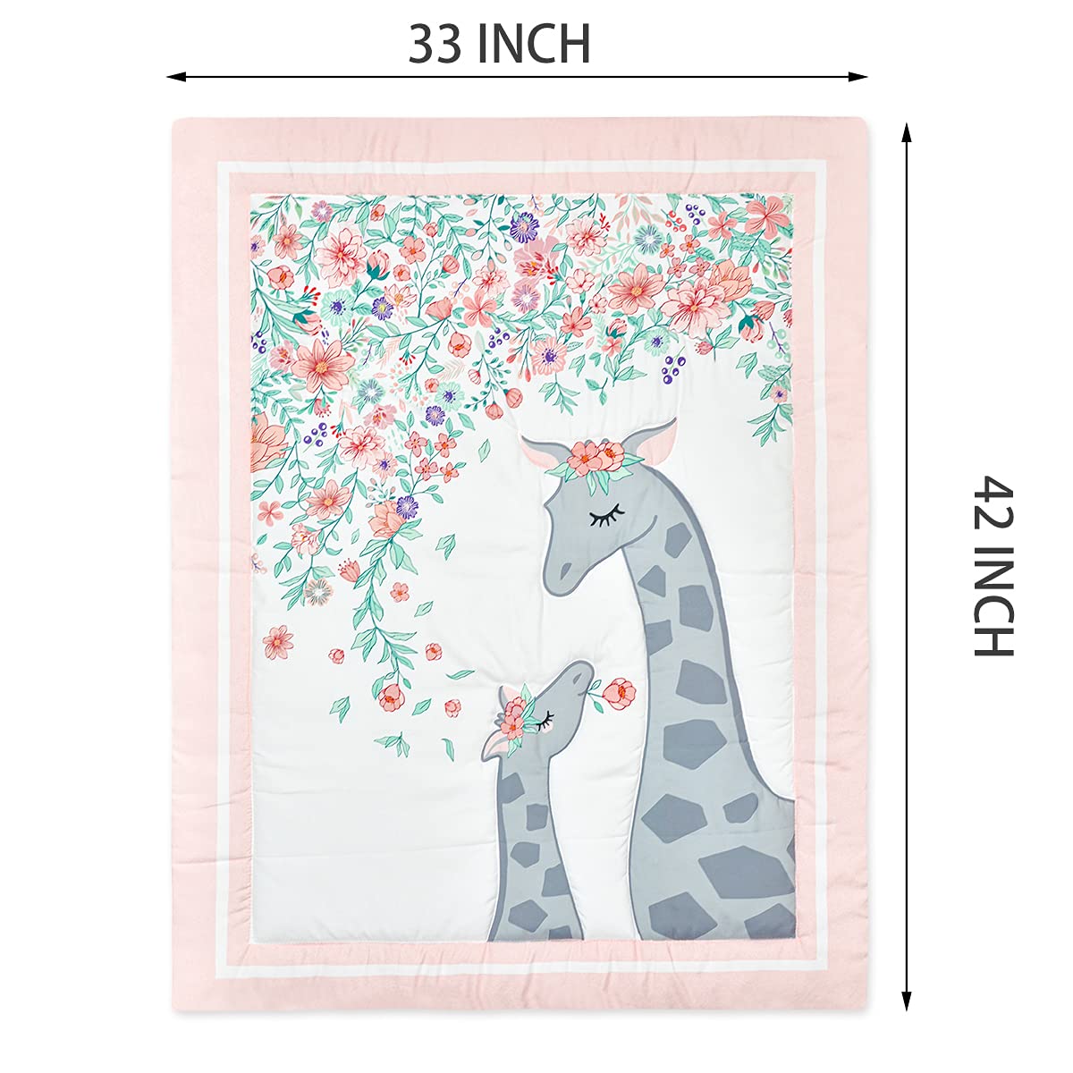 Pink and Grey Princess Baby Girl Crib Bedding Set - 3 Piece Mini Floral Nursery Crib Set for Girls | Soft & Safe Crib Sheets, Fitted Crib Skirt, Bumper | Perfect for Newborn Nursery, Baby Shower Gift, Toddler Bedroom Decor
