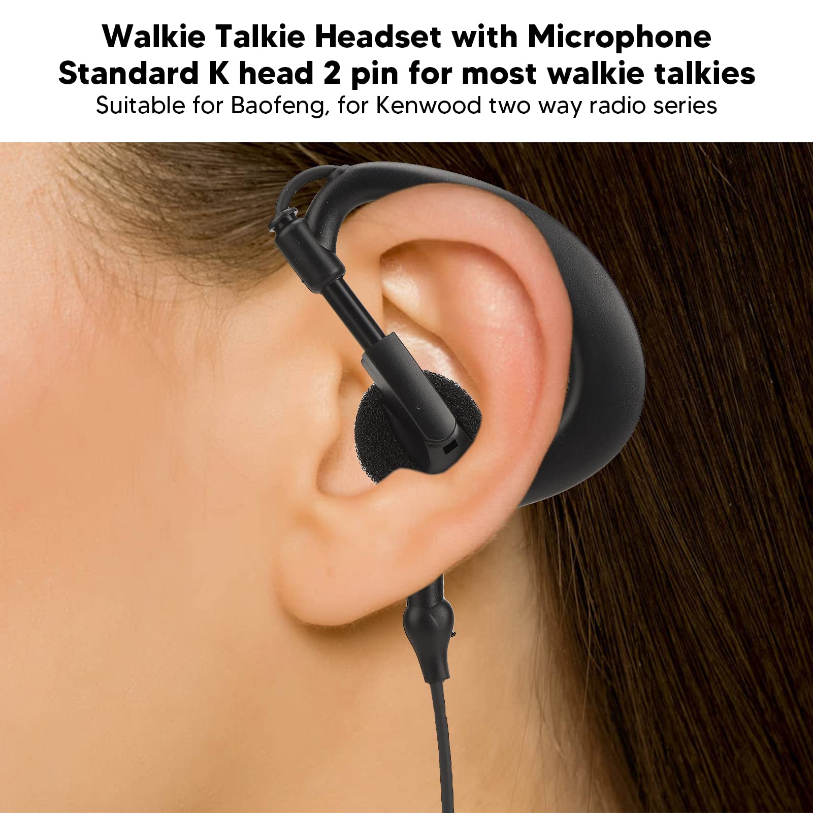 Retevis H-777 RT1 RT2 RT3 RT5 RT7 RT5R RT5RV RT-B6 Walkie Talkie Earpiece with Microphone - 2-Pin Two-Way Radio Headset (2-Pack) for Clear Communication in Construction, Security & Outdoor Activities