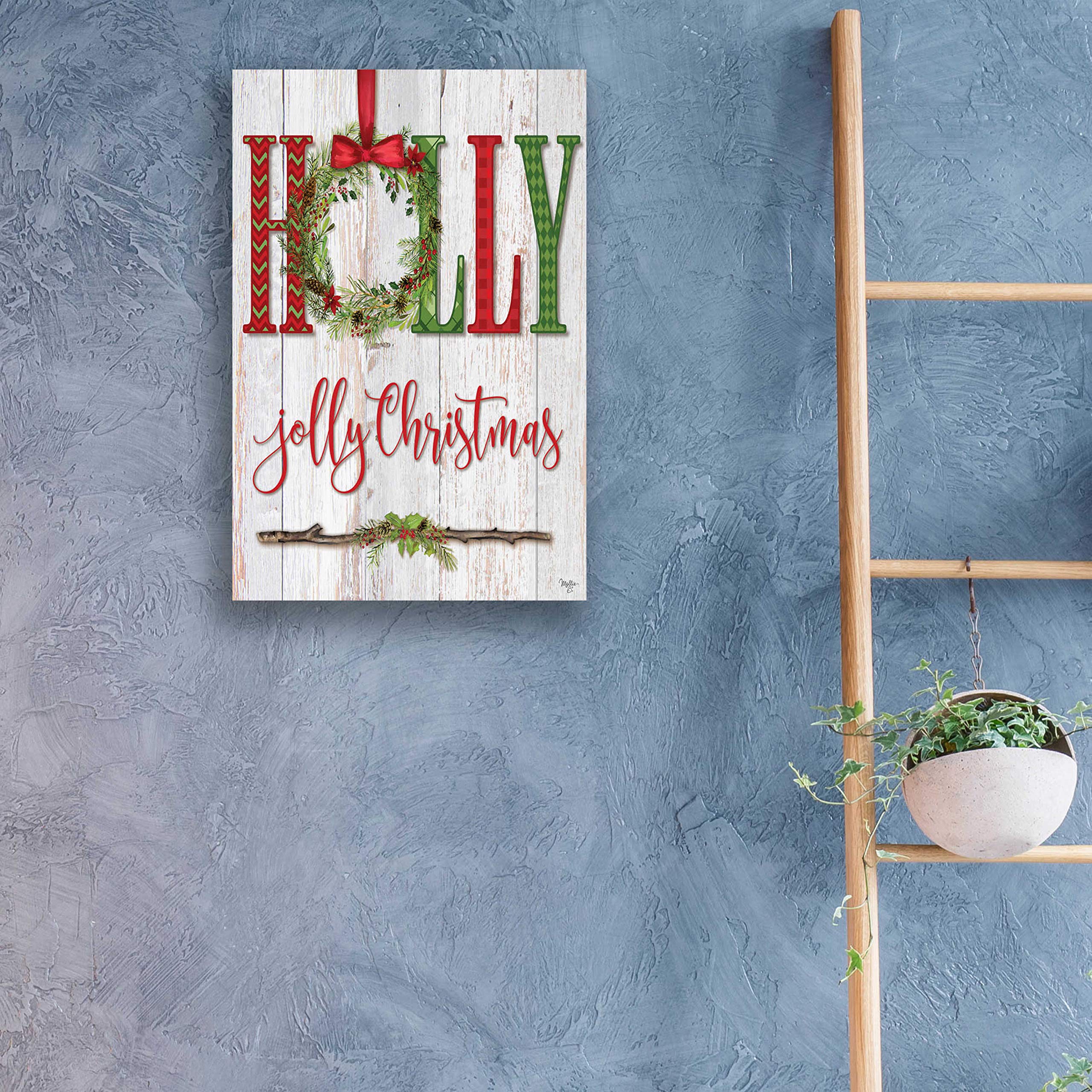 Epic 'Holly Jolly Christmas' Wall Art by Mollie B - 16x24 Inch Acrylic Glass Holiday Decor - Perfect for Living Room, Bedroom & Christmas Home Decoration