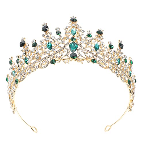 Exquisite Baroque Rhinestone Tiara Crown - Vintage Alloy Green Crystal Wedding Headdress for Bride & Bridesmaids | Perfect for Bridal Showers, Weddings & Special Occasions