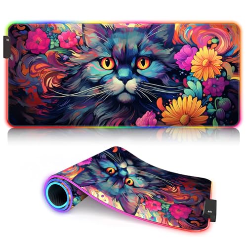 a36-Colorful cats and psychedelic flowers