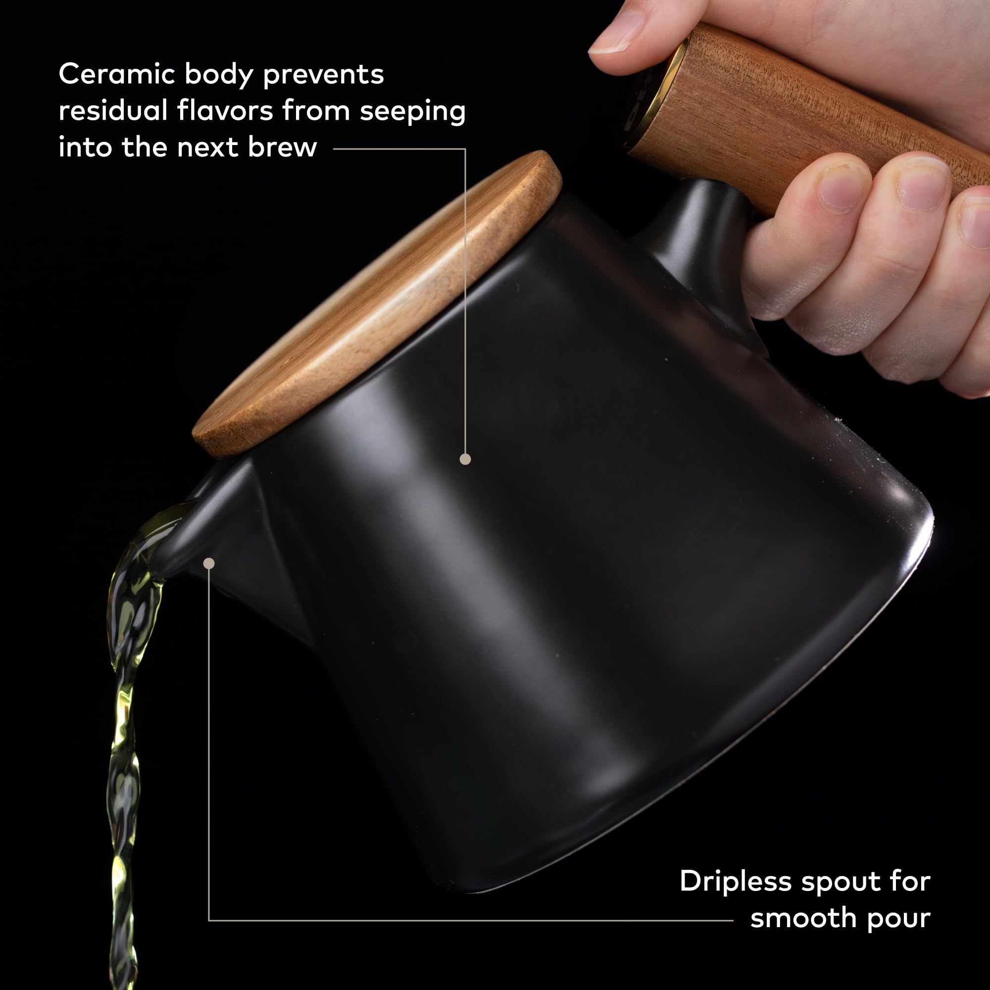 Premium Matte Black Ceramic Tea Pot Set with Stainless Steel Infuser & 2 Matching Mugs - Elegant Tea Brewing Gift for Home, Office or Restaurant Use