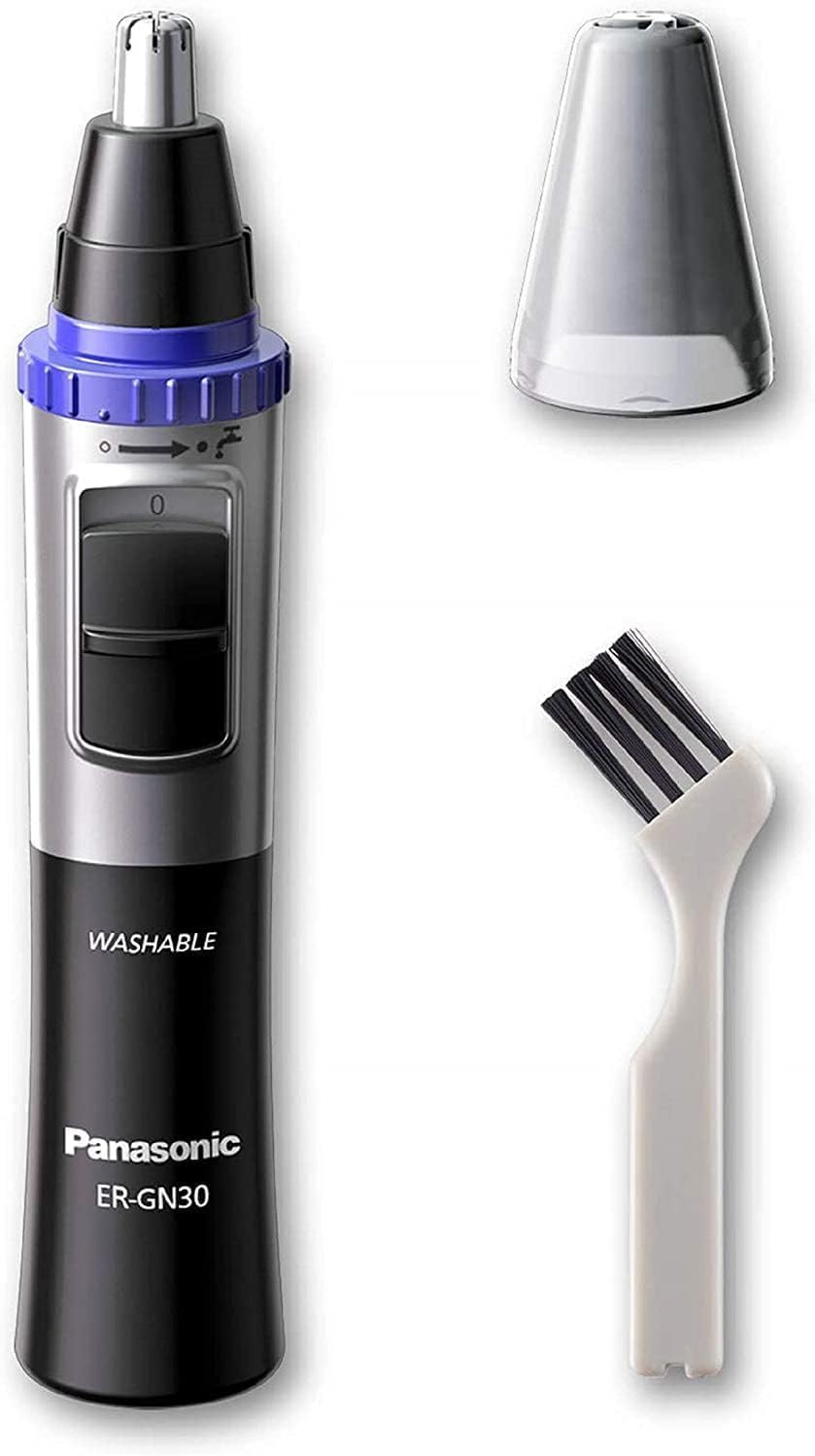 Panasonic ER-GN30-K Cordless Wet/Dry Electric Razor for Men with Nose & Facial Hair Trimmer - Includes 4AA Batteries & Deluxe Cleaning Cloth - Perfect for Travel, Gym & Daily Grooming