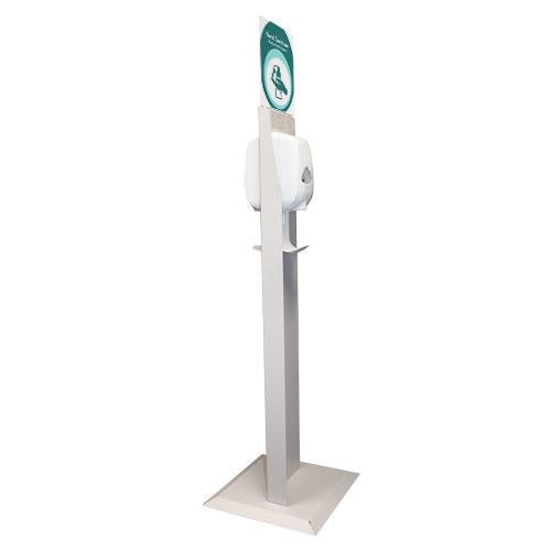 Automatic Hand Sanitizer Dispenser Stand - Dual Sided Floor Mount with Quartz Beige Finish | Perfect for Home, Office, and Public Spaces