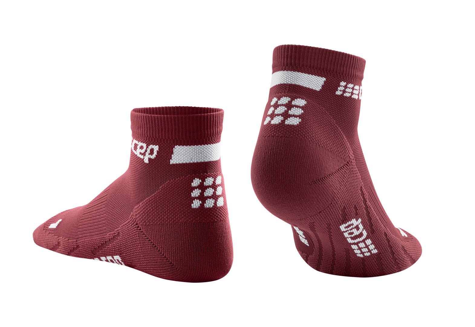CEP Women's The Run Socks Low Cut V4 - Compression Socks for Running, Hiking & Travel - Dark Red (WP2A8R) - Improve Circulation & Reduce Swelling During Sports & Daily Activities