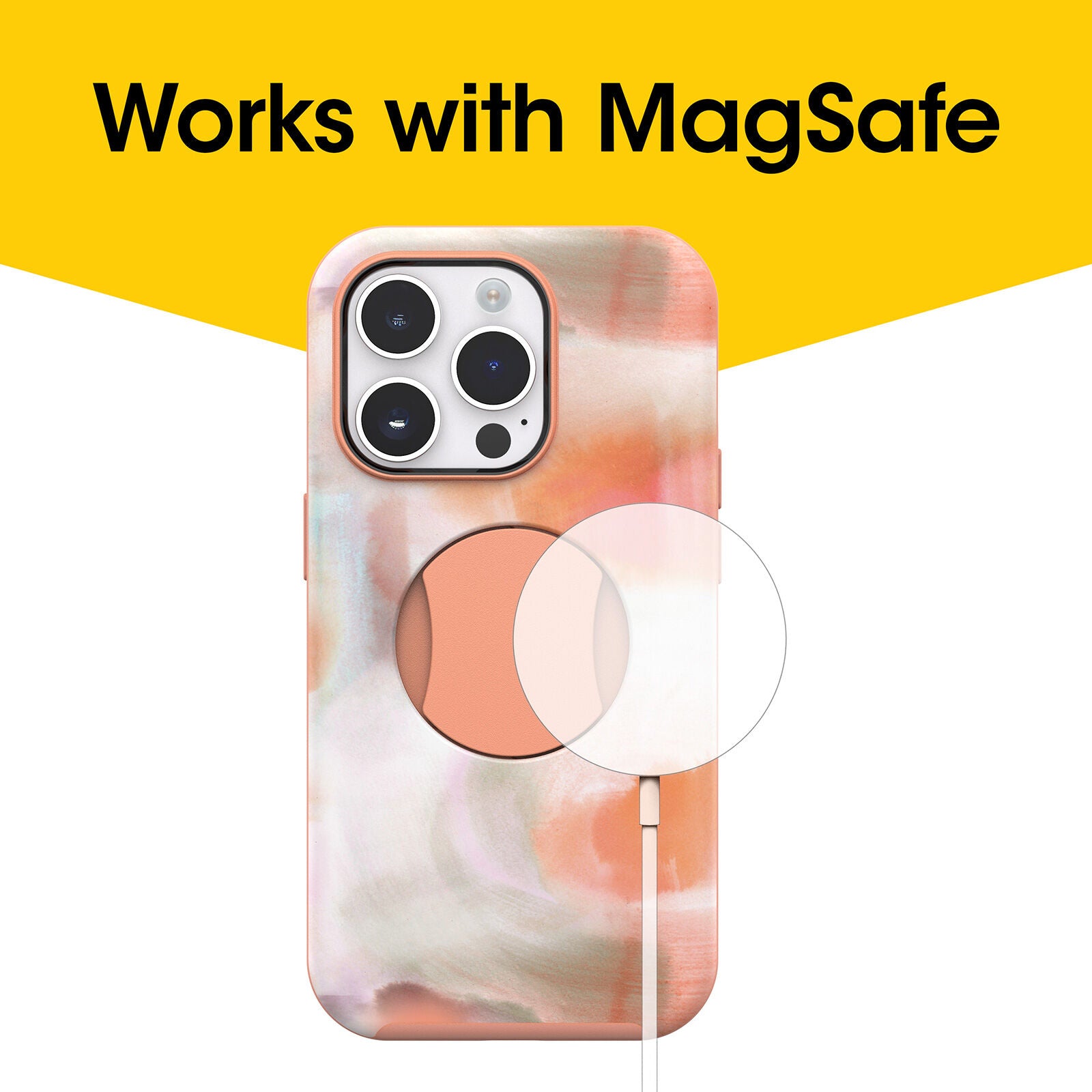 iPhone 14 Pro Case - OtterBox Symmetry Series with OtterGrip Technology | Shockproof & Slim Protective Cover | Orange (Peaches) Color | Perfect for Daily Use, Outdoor Activities & Travel Protection