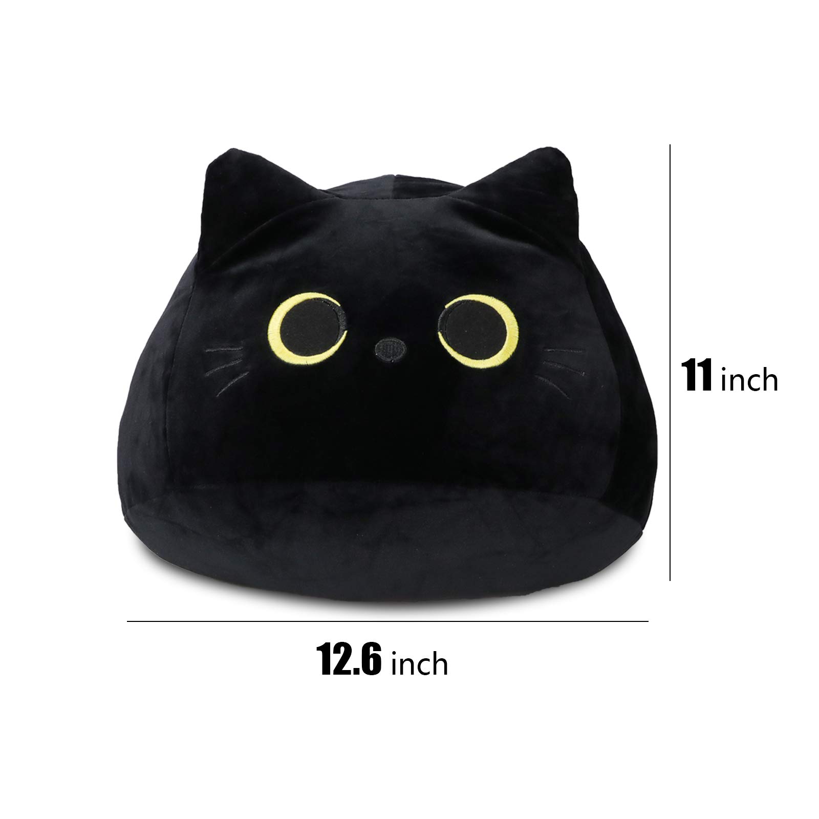 Bisceolife Black Cat Plush Toy - Soft Cat Pillow, Cute Stuffed Animal Gift for Kids, Girls, Boys & Girlfriends - Perfect for Cuddling, Home Decor & Birthday Presents