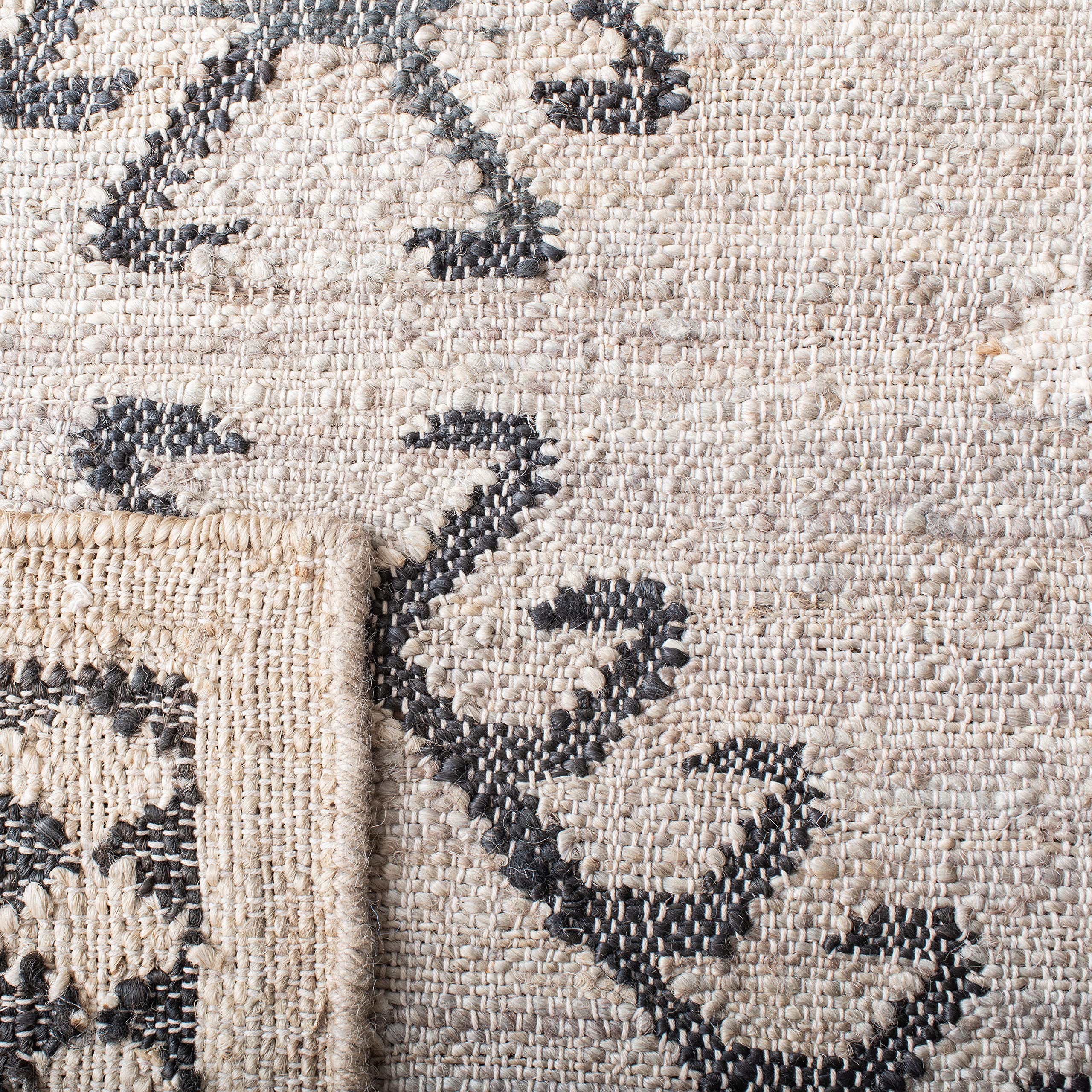 SAFAVIEH Kilim Collection 7' Square Grey/Black KLM762F Handmade Flatweave Premium Jute Area Rug - Perfect for Living Room, Dining Room & Bedroom Decor