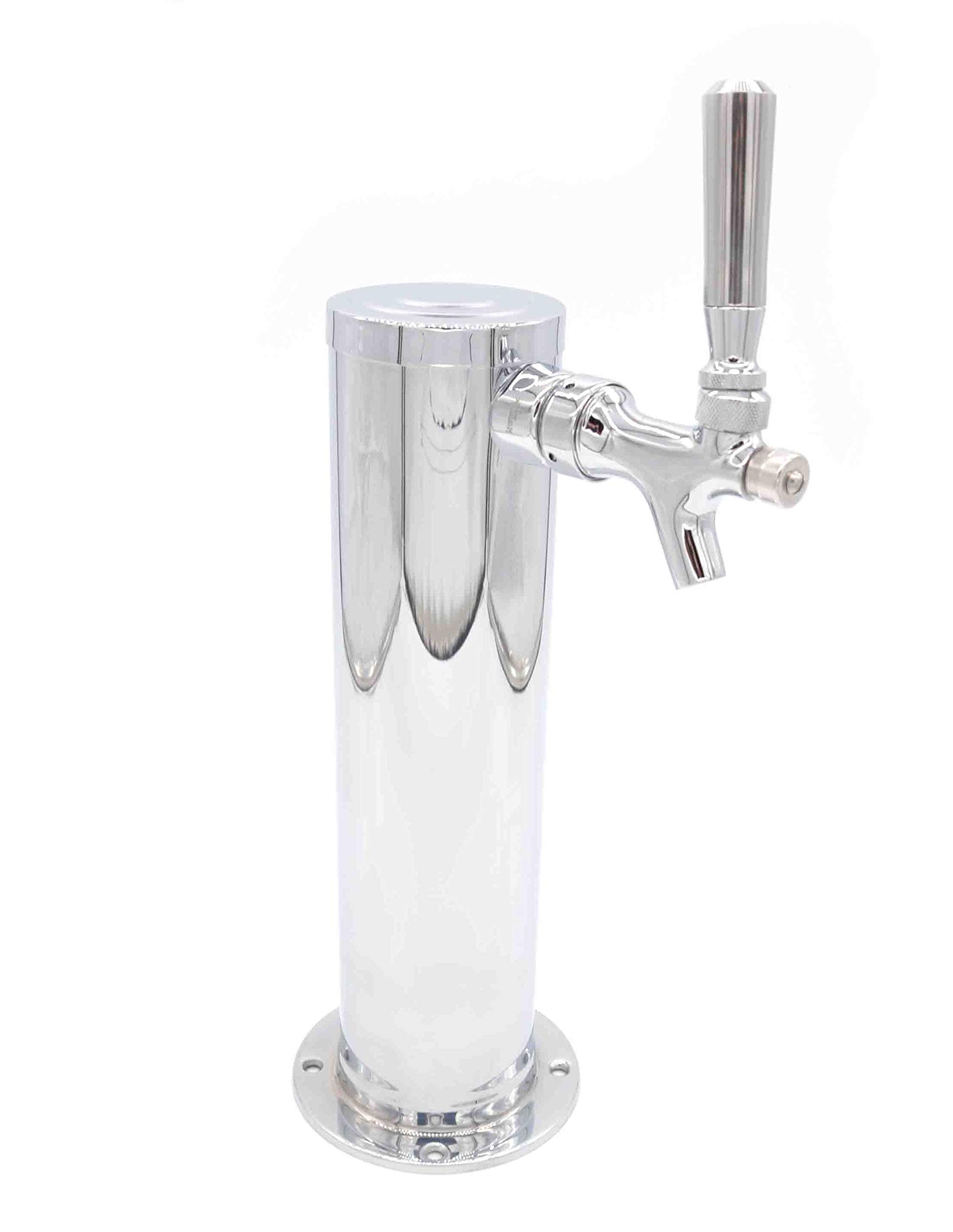 K&B Single Beer Faucet Kegerator Tower - Customizable Chrome Self-Closing Faucet with Stainless Steel Tap Handle - Perfect for Home Bars, Pubs, and Commercial Draft Beer Dispensing Systems