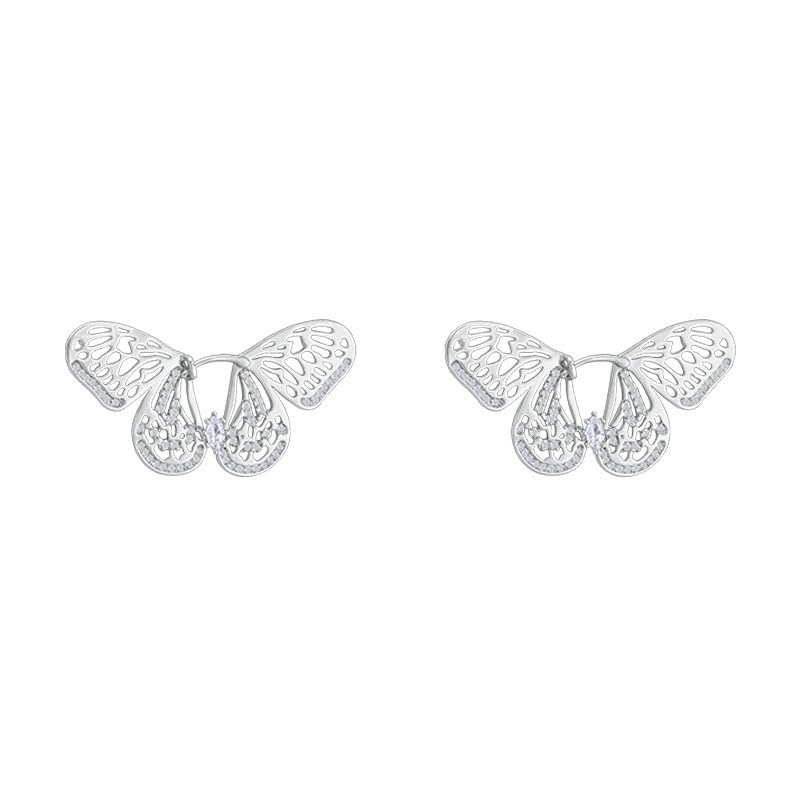 211Butterfly Wing Earrings Silver