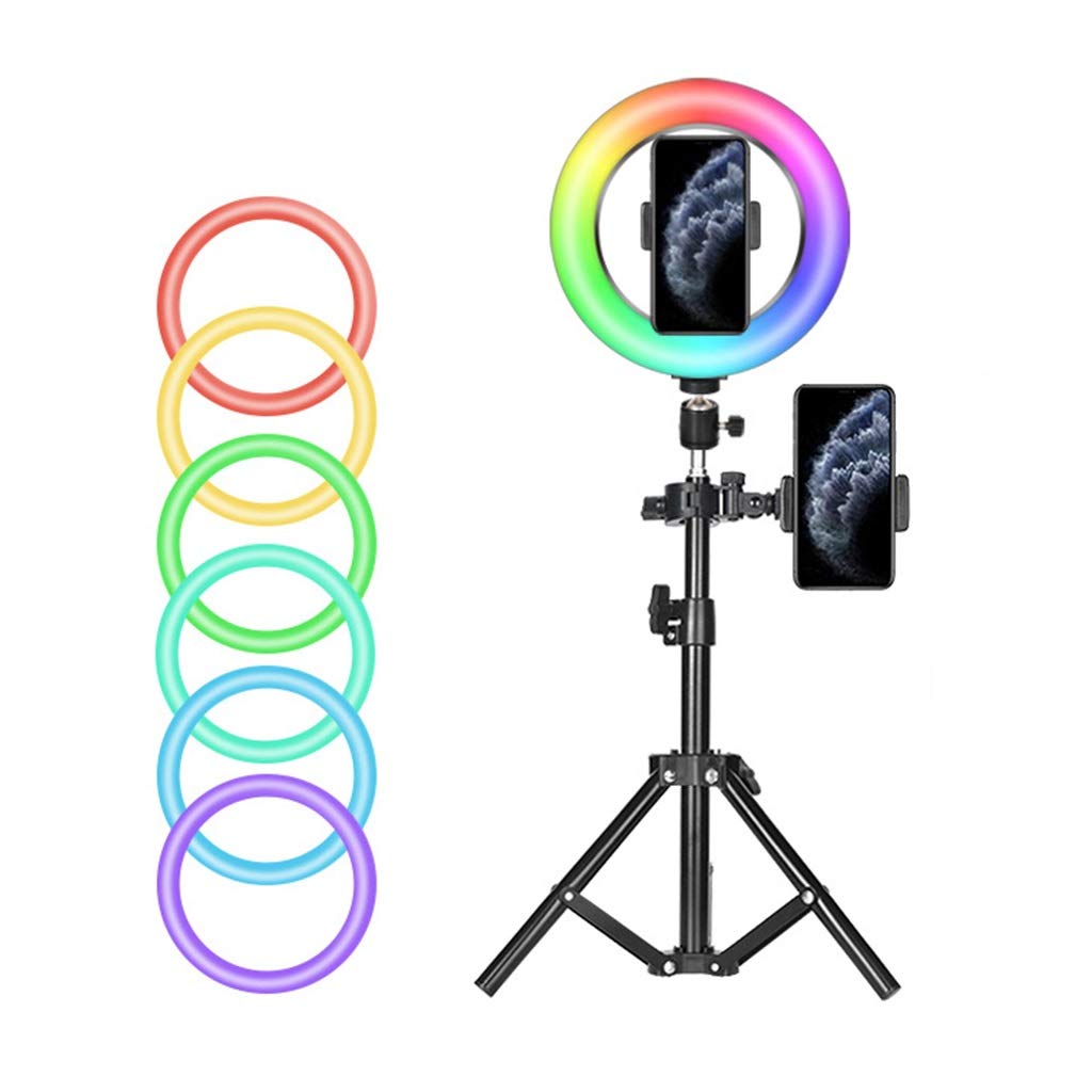 RGB Ring Light with Extendable Tripod Stand & Phone Holder - 20CM Diameter, Adjustable Height 55-160cm - Perfect for YouTube Videos, Live Streaming, Makeup Tutorials, Photography & TikTok Content Creation