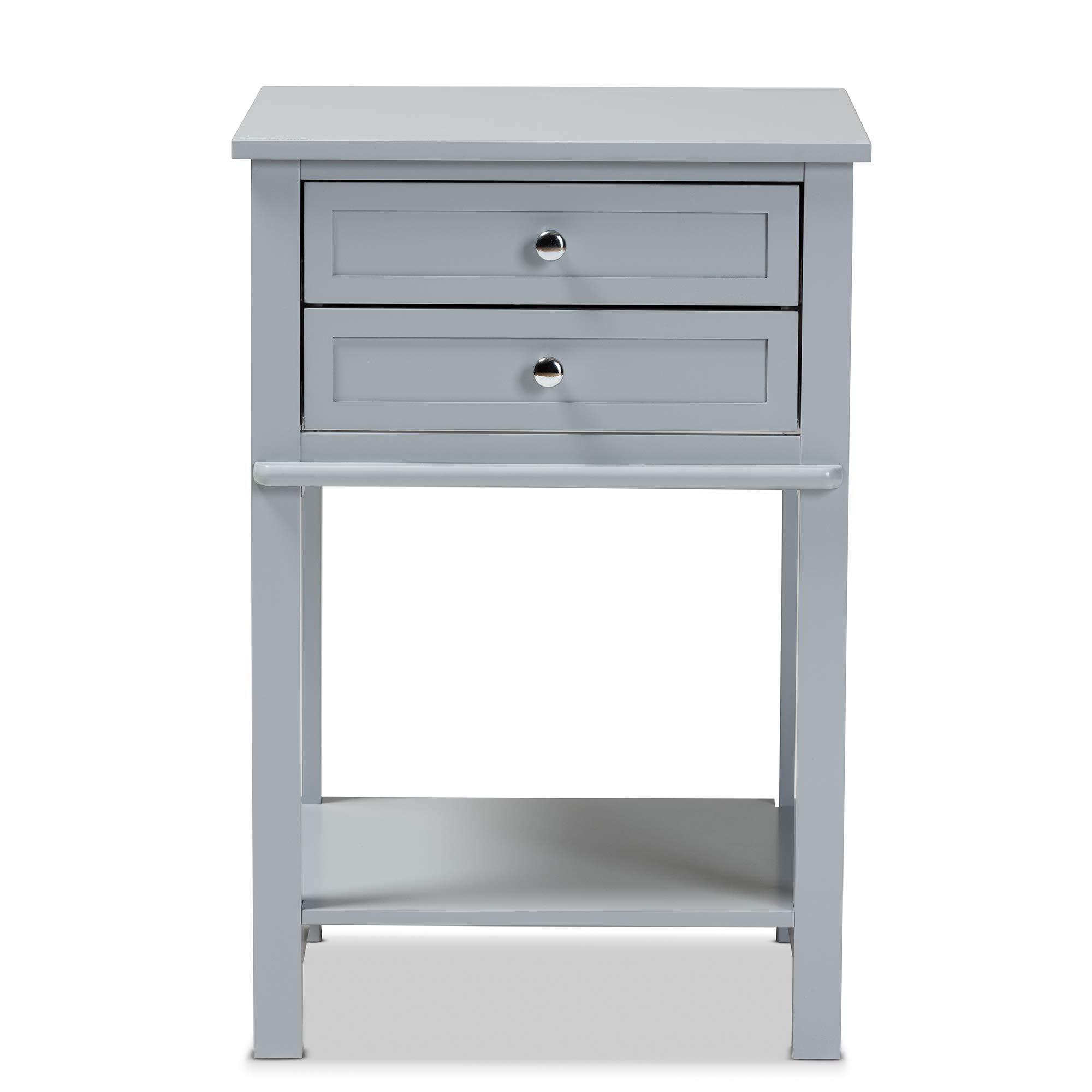 Baxton Studio Modern Nightstand with Drawer - Light Grey Finish for Bedroom Furniture & Home Decor