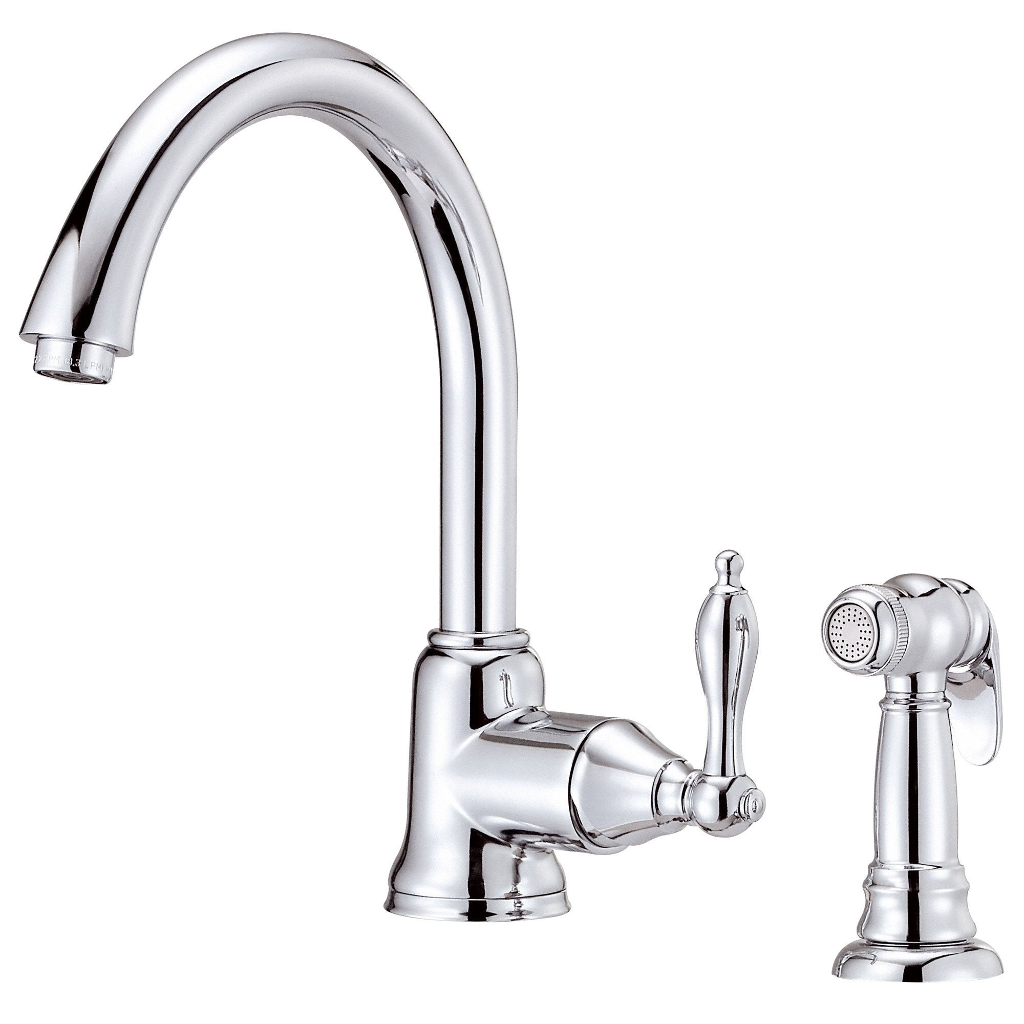 Danze Fairmont Chrome Single Handle Gooseneck Kitchen Faucet with Pull-Down Sprayer - Modern Water-Saving Design for Easy Dishwashing & Food Prep