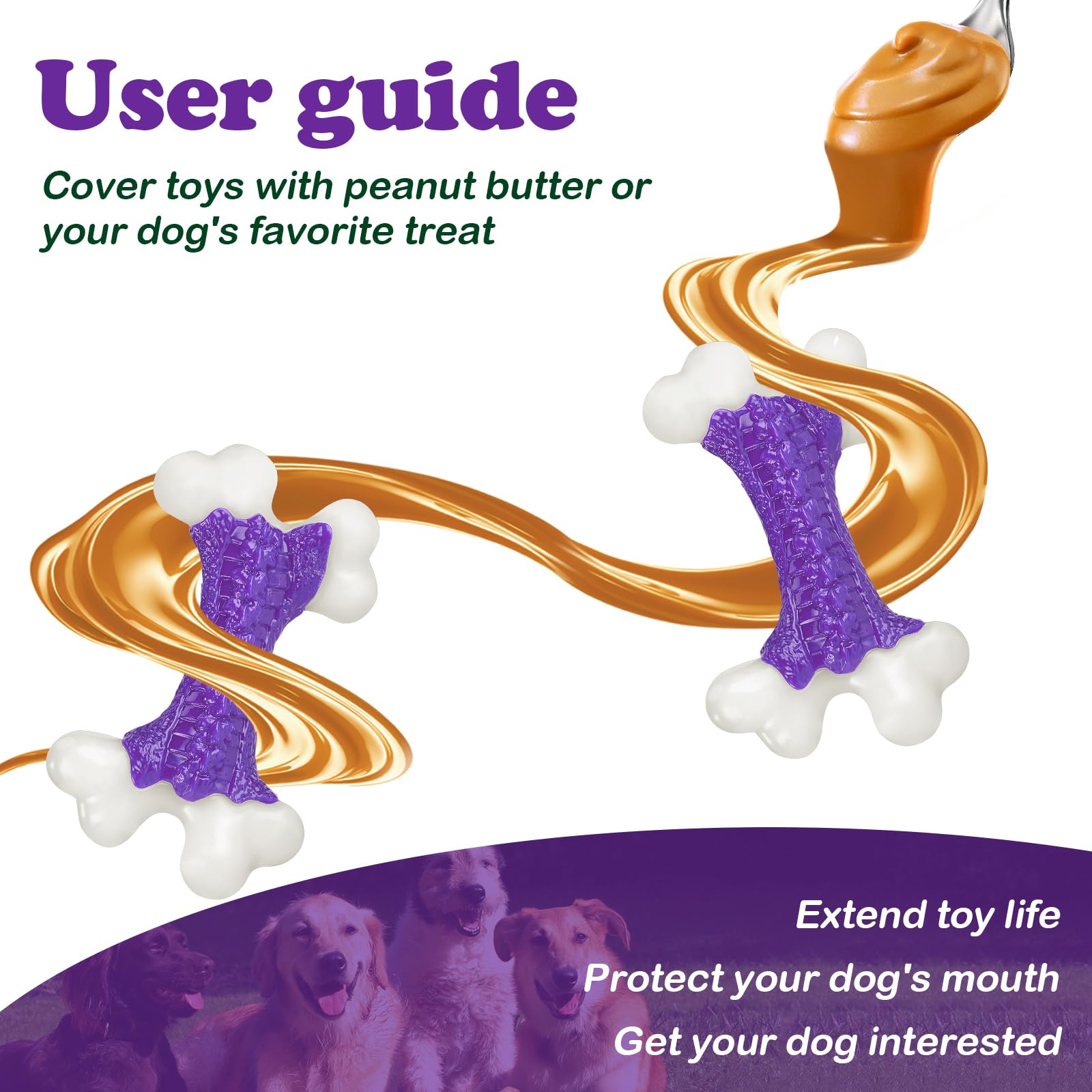 Indestructible Dog Chew Toys (2 Pack) - Heavy Duty Chew Bones for Aggressive Chewers, Large Breed Dogs - Durable Pet Toys for Extreme Chewing - Perfect for Playtime, Training & Anxiety Relief