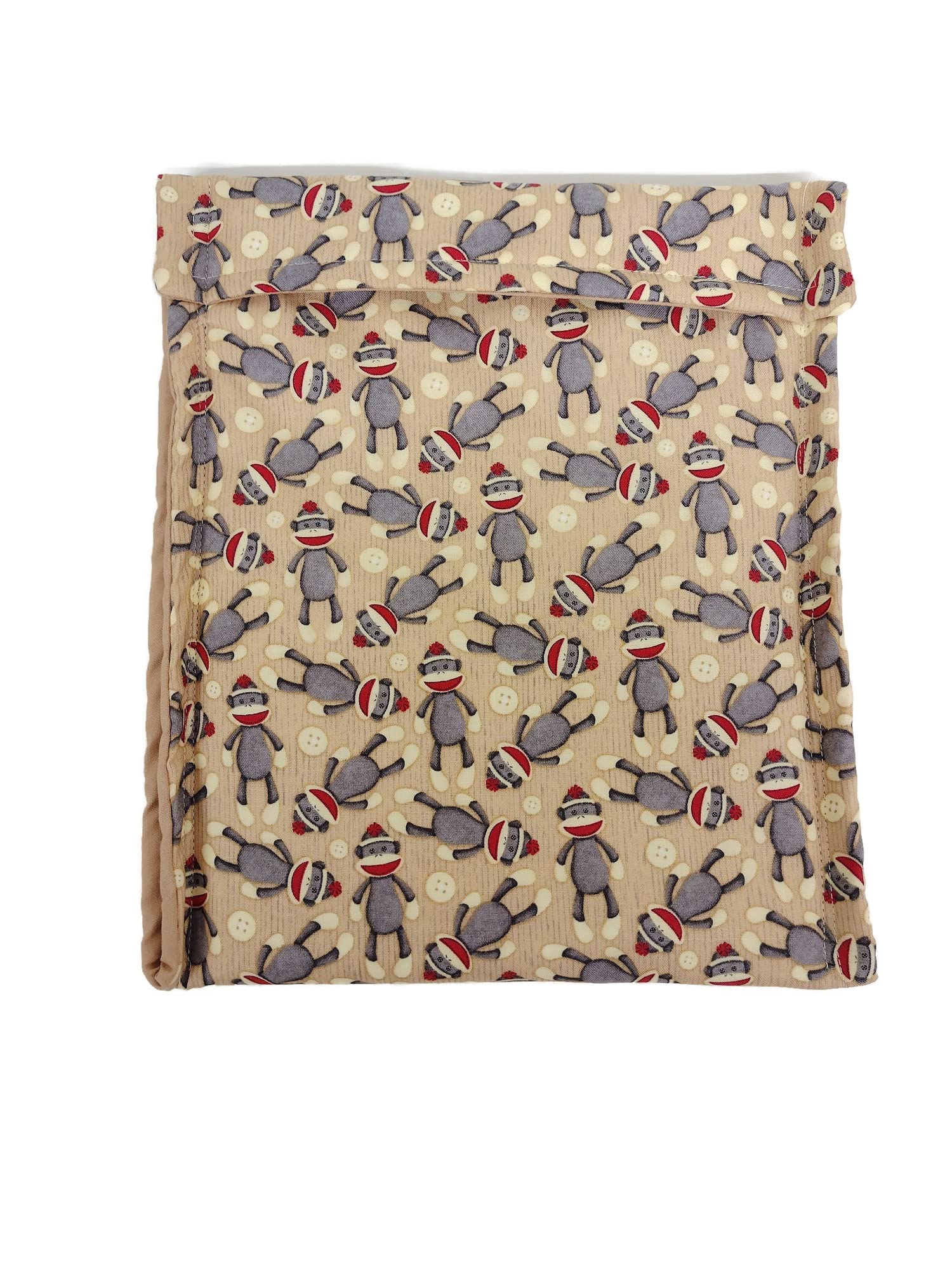 Microwave Potato Cooking Bag - Reusable Cotton Baked Potato Pouch with Sock Monkey Print - Perfect for Quick Meals, Camping & Kitchen Convenience