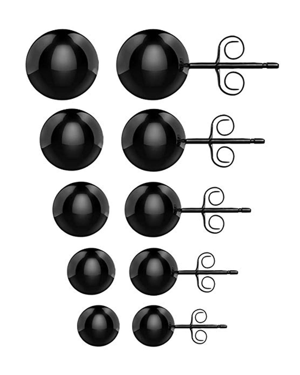 YZstyle 316L Surgical Steel Ball Earrings for Women - Hypoallergenic Round Stud Earrings Set (5 Pairs, Assorted Sizes) | Perfect for Everyday Wear, Gift Giving & Special Occasions
