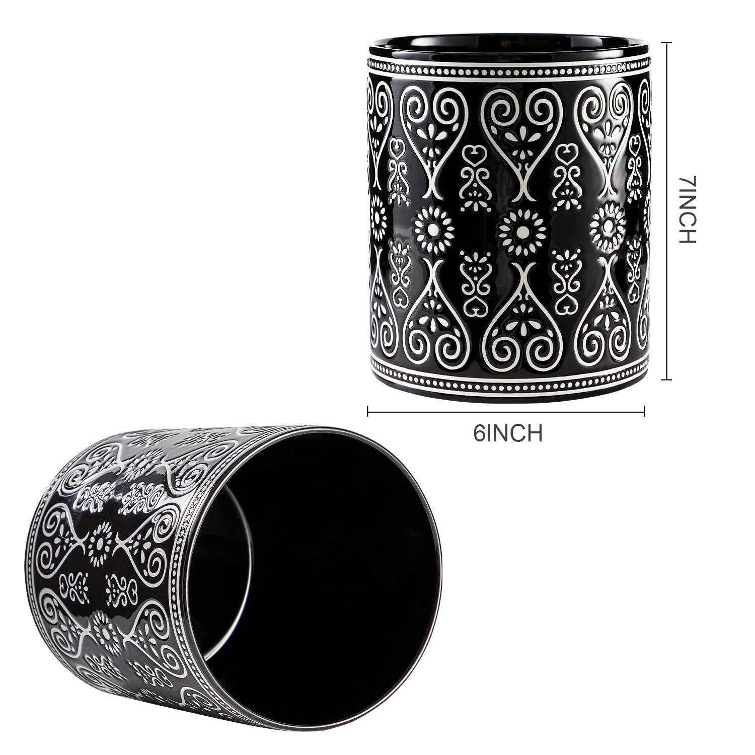 Extra Large Black Heavy Ceramic Utensil Holder – 7