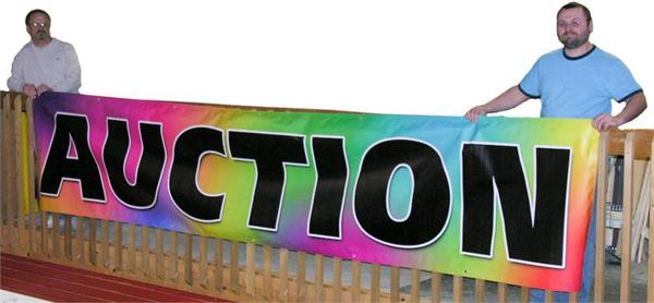 3' Black on Multi-Color Custom Auction Banners - Durable Vinyl Signage for Car Auctions, Estate Sales & Fundraising Events
