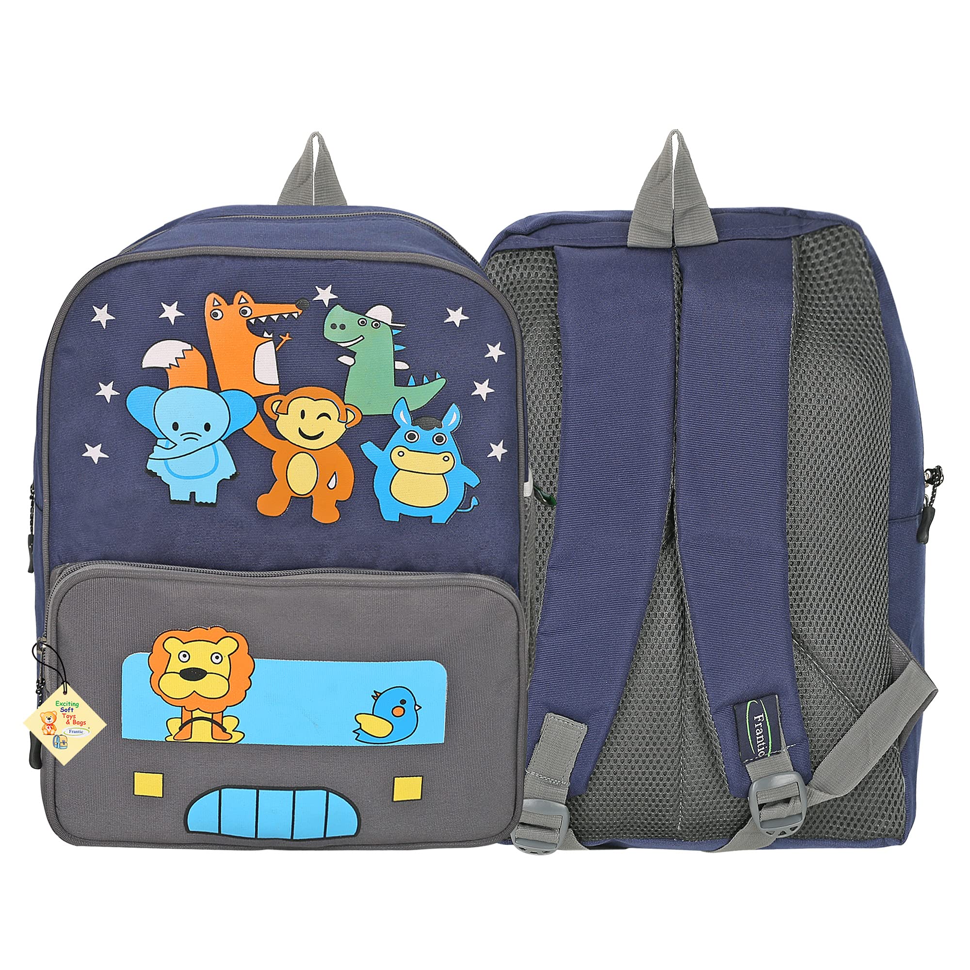 Frantic Kids PU School Backpack for Toddlers - Lightweight Preschool Bag for Boys & Girls Ages 2-5 - Perfect for Kindergarten, Daycare, Picnics & Travel