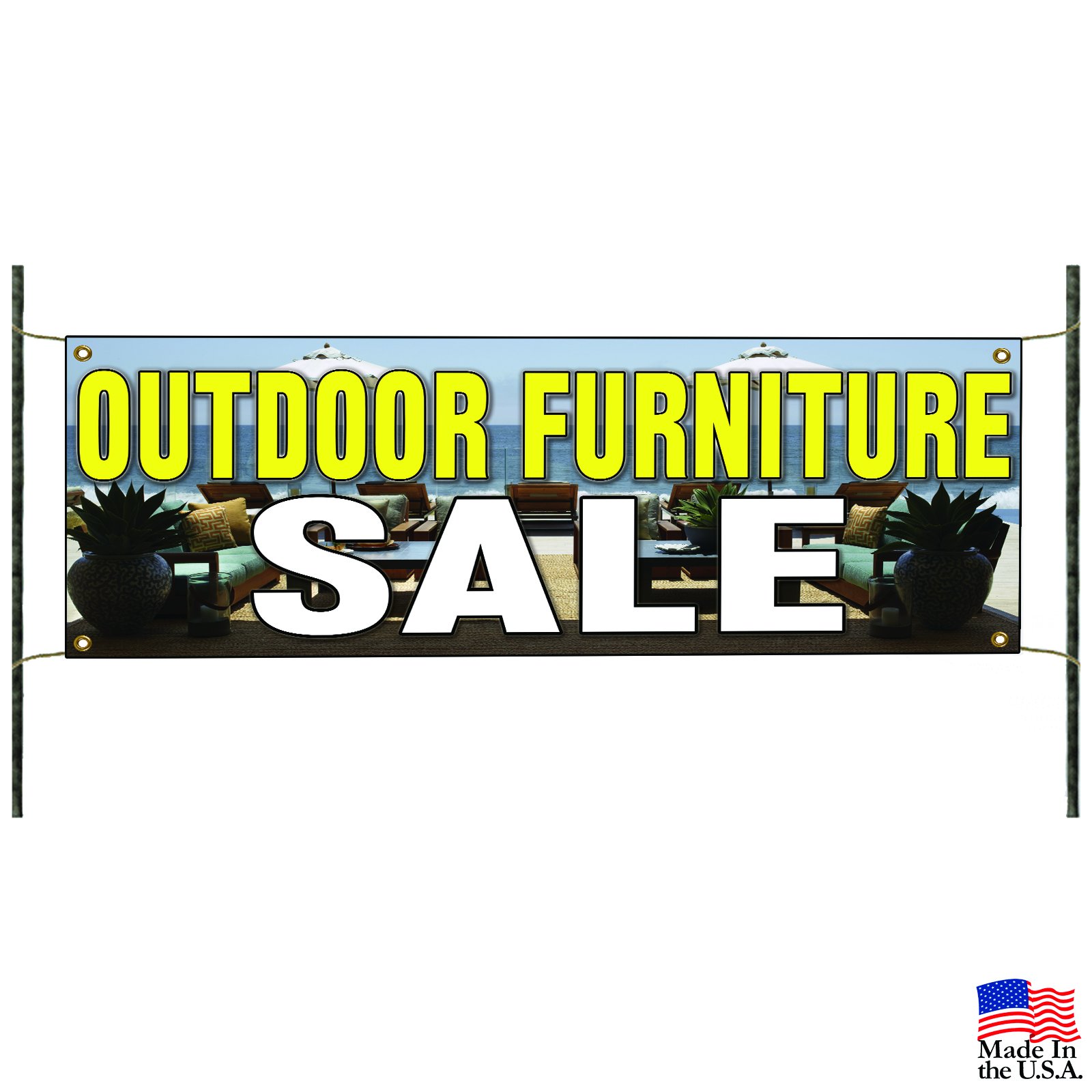 Outdoor Furniture Sale - Durable Vinyl Banner for Patio Pergola Business Advertising | Perfect for Backyard, Garden & Commercial Displays