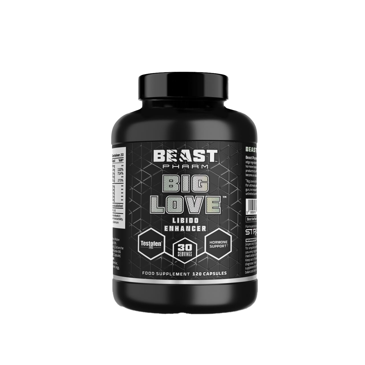 Beast Pharm Big Love 120 Caps - Premium Natural Testosterone Booster for Men - Enhance Muscle Growth, Energy & Performance - Ideal for Bodybuilding, Fitness & Workout Recovery