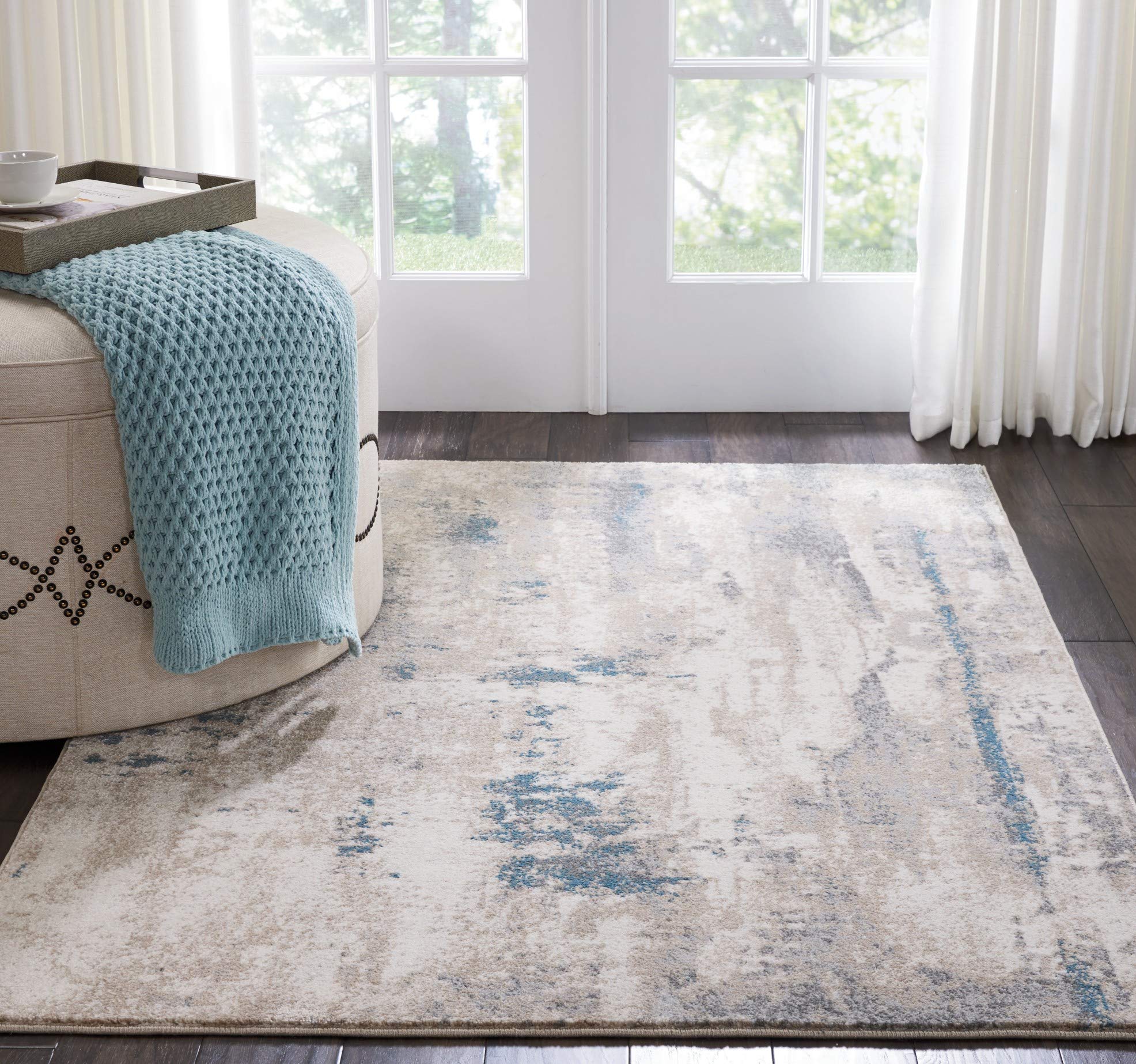 Nourison Maxell Contemporary Ivory/Teal 2'2