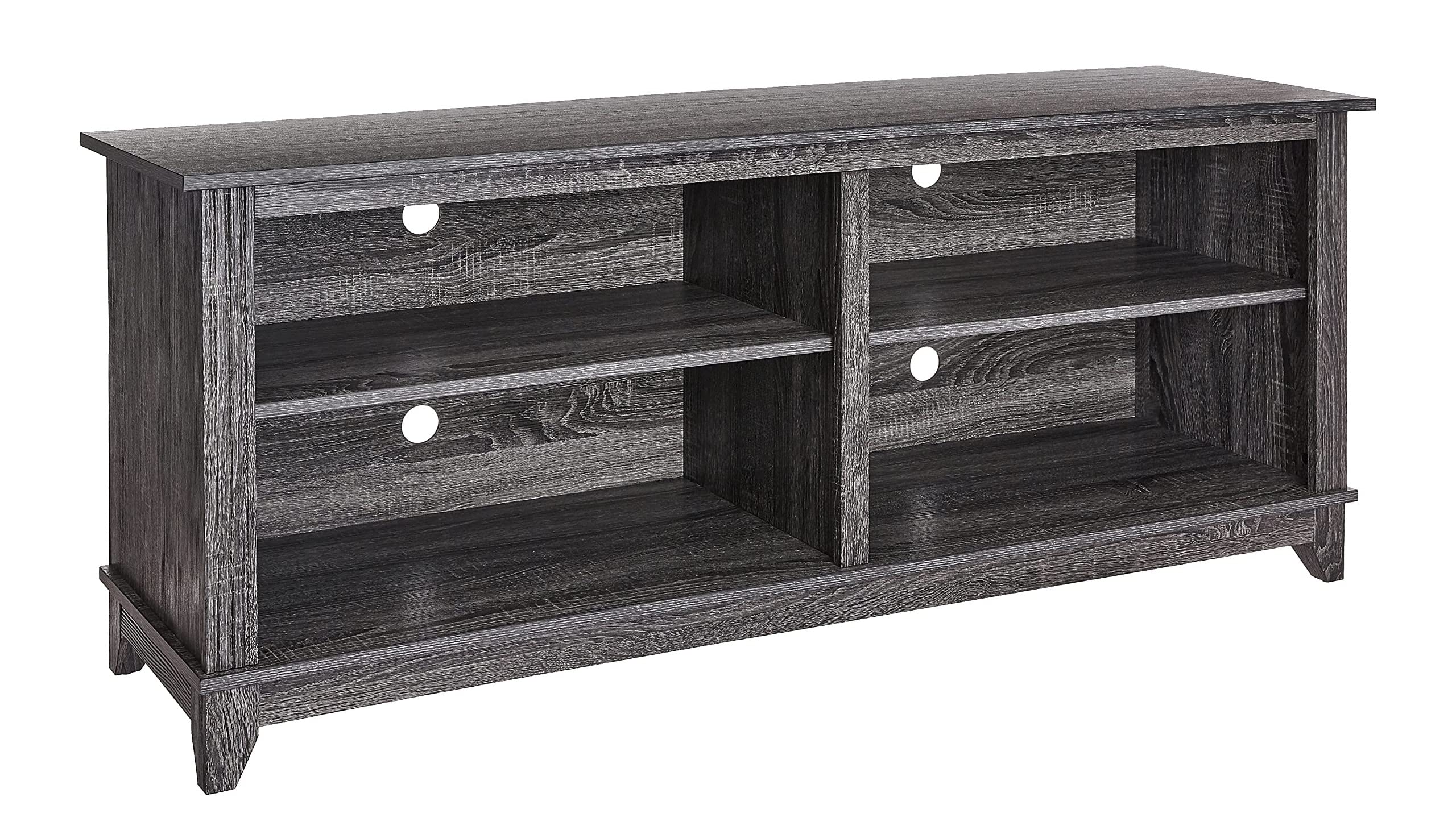 ROCKPOINT 58 Inch TV Stand for TVs up to 65 Inches - Modern Media Console with 4 Open Shelves, Living Room Entertainment Center & Storage Cabinet (Charcoal) - Perfect for Home Theater Setup & Living Room Organization