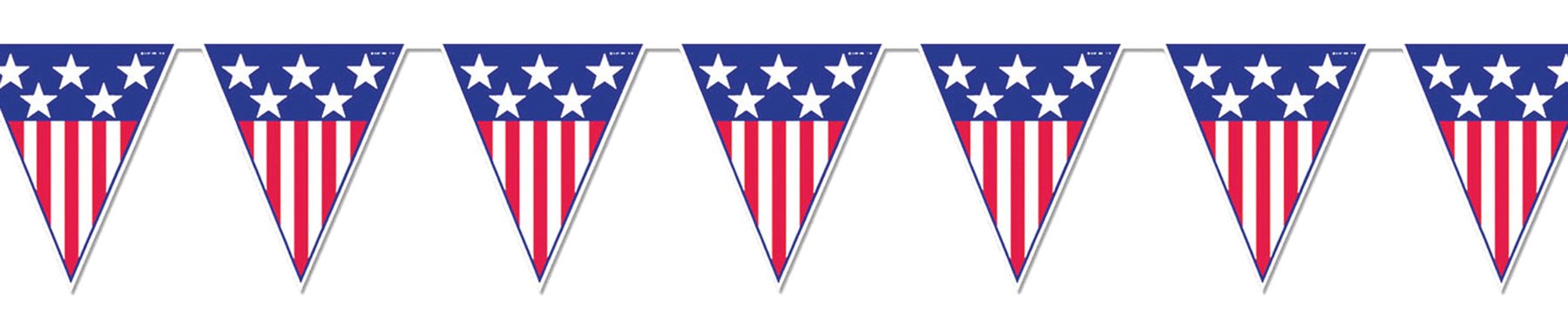 Beistle 50530 Spirit of America Pennant Banner - Pack of 12 Patriotic Decorations for 4th of July, Memorial Day & Labor Day Parties