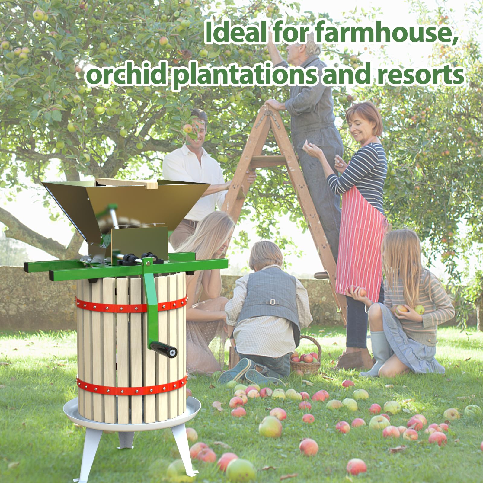 100% Natural Manual Fruit Wine Press & Crusher with Filter Bag - Apple, Grape & Berries Juice Maker for Home Kitchen | Perfect for Homemade Cider, Wine & Fresh Juice Making