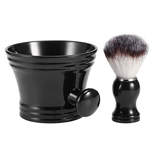 Premium Shaving Soap Bowl with Soft Barber Brush - Durable & Easy to Store Thick Lather Shaving Kit for Men - Perfect for Home Grooming & Professional Barber Use