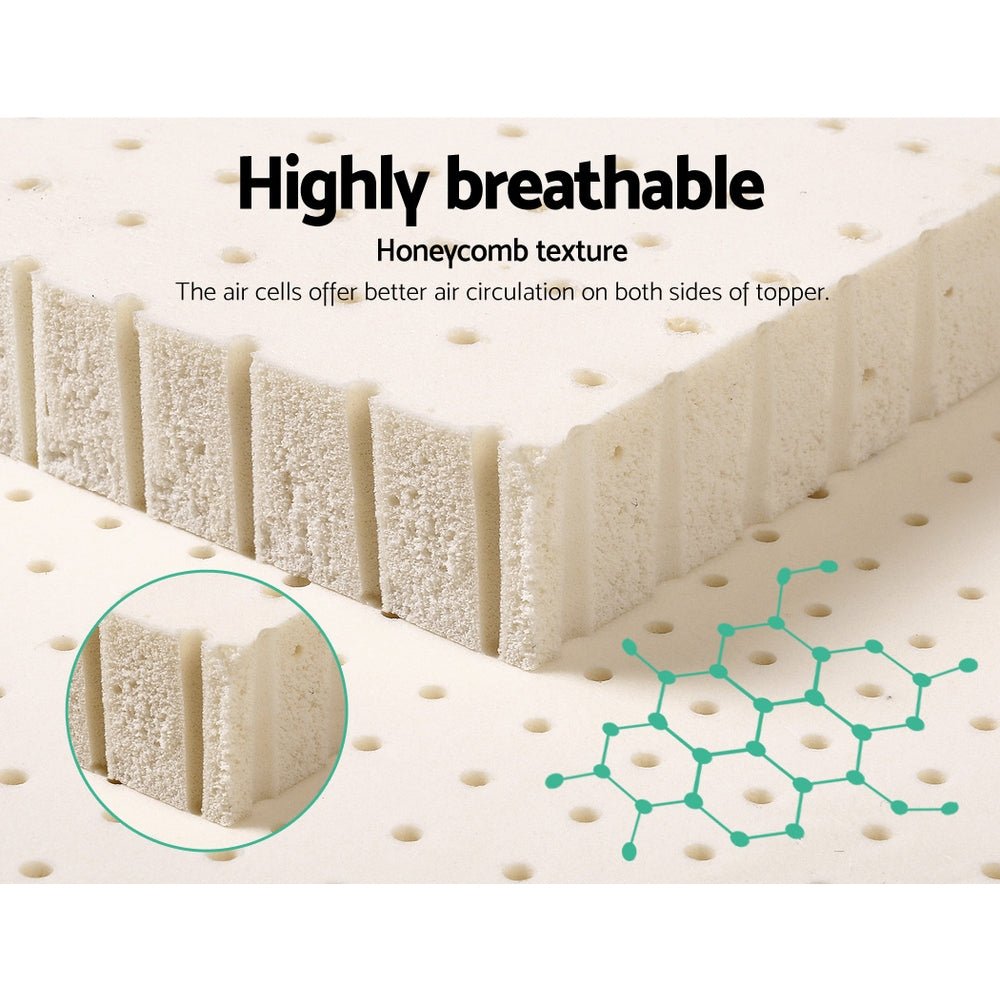 7-Zone Latex Mattress Topper - 3 Inch Queen Size Cooling Mattress Pad Cover for Pressure Relief & Back Pain - Perfect for Side Sleepers & Hot Sleepers