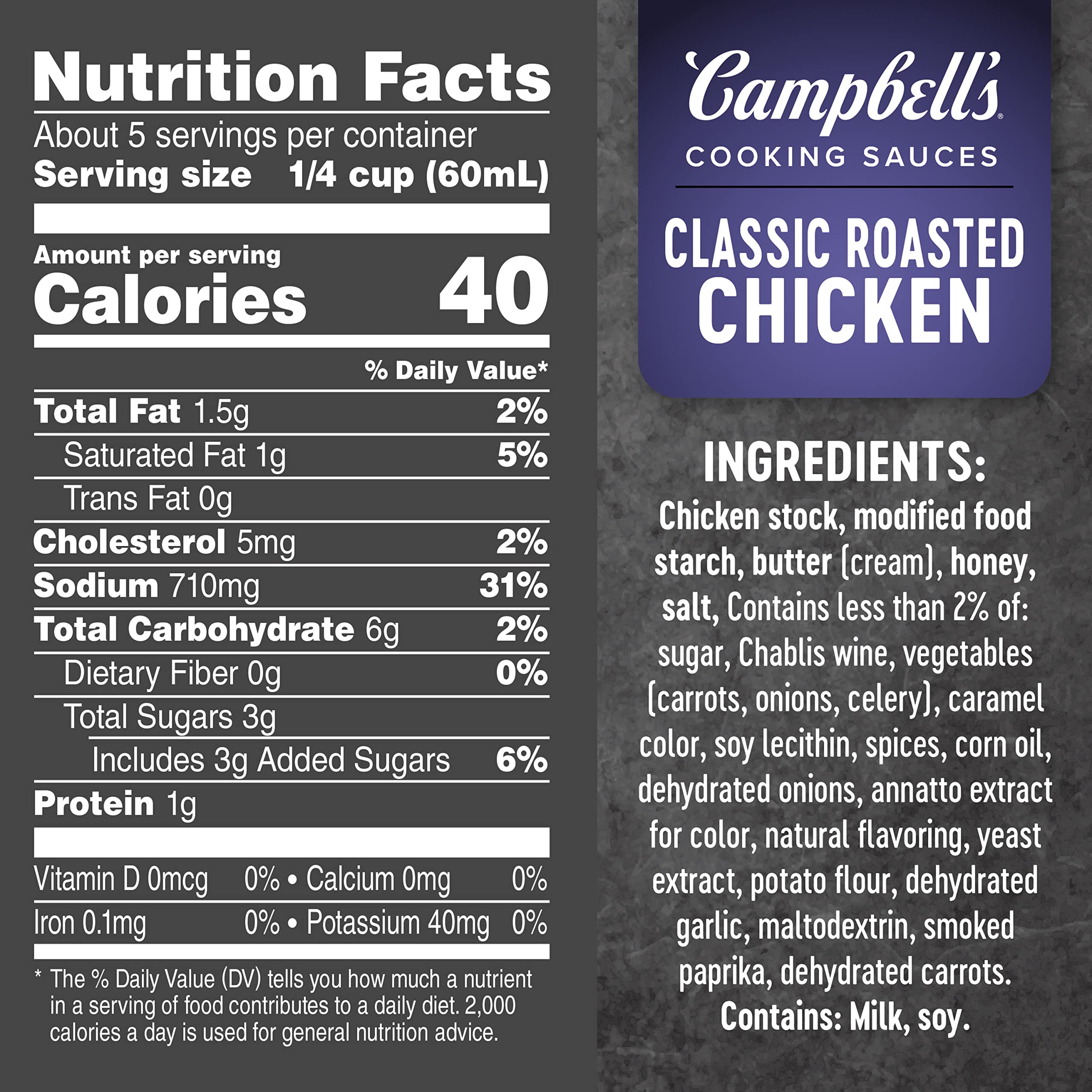 Campbell's Oven Sauces Classic Roasted Chicken - 12 Oz (Pack of 6) | Easy Homemade Chicken Dinner & Meal Prep | Perfect for Family Dinners, Potlucks & Weeknight Meals