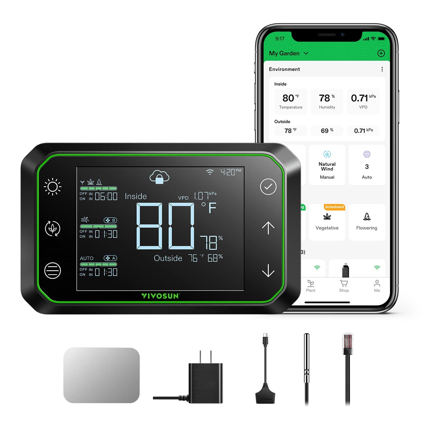VIVOSUN GrowHub Controller E42A - Smart WiFi Grow Tent Environmental Controller with Temperature, Humidity, VPD, Timer & Scheduling for Indoor Hydroponics, Greenhouse & Plant Growth - Perfect for Grow Lights, Ventilation & Climate Control