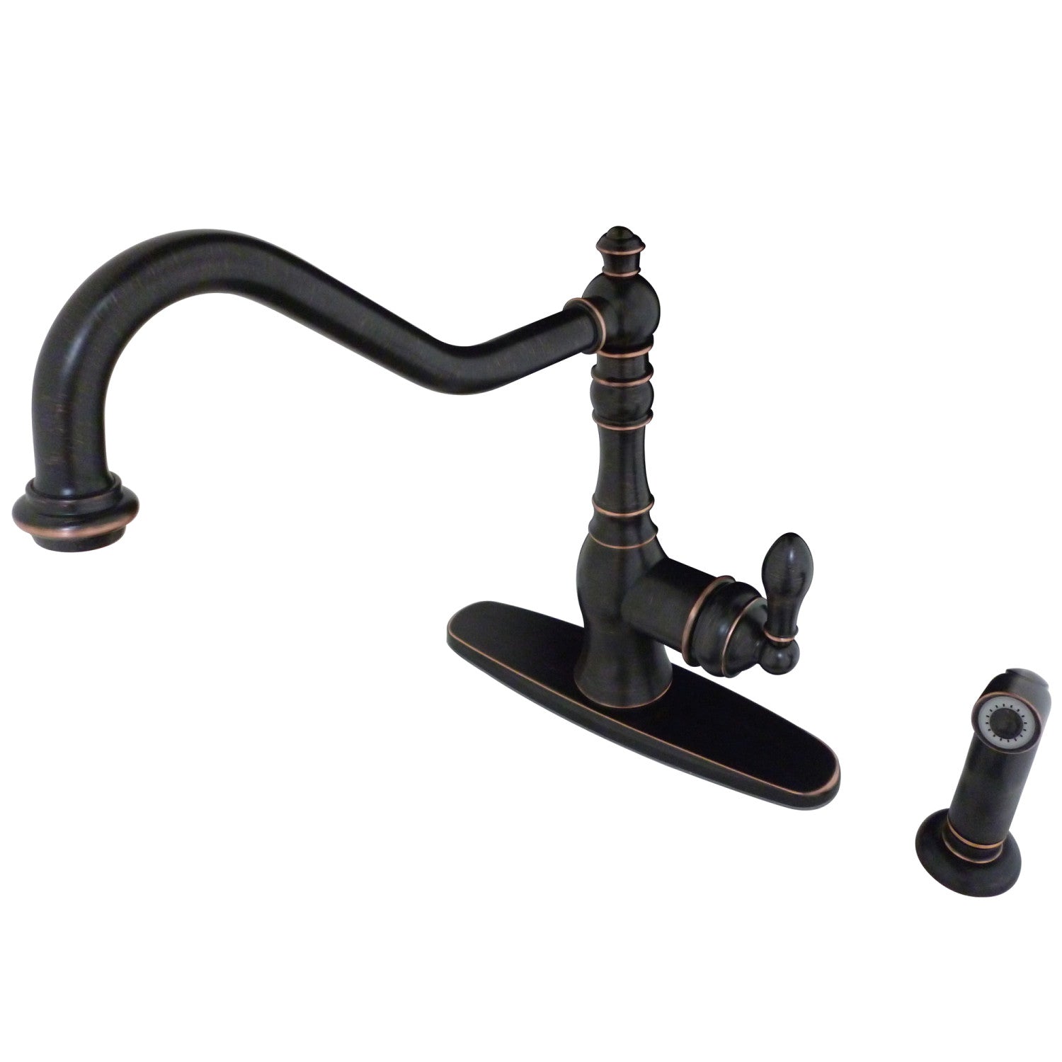 American Classic GSY7706ACLSP Single Handle Deck Mount Kitchen Faucet with Pull Down Sprayer - 2 or 4 Hole Installation - Naples Bronze Finish - Perfect for Modern Farmhouse & Rustic Style Kitchens