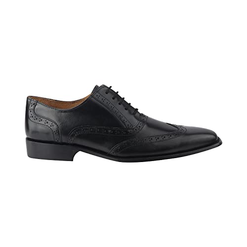 LIBERTYZENO Men's Genuine Leather Wingtip Oxford Dress Shoes - Classic Lace-Up Formal Shoes for Business, Wedding & Office Wear - Perfect Easter Gift for Him