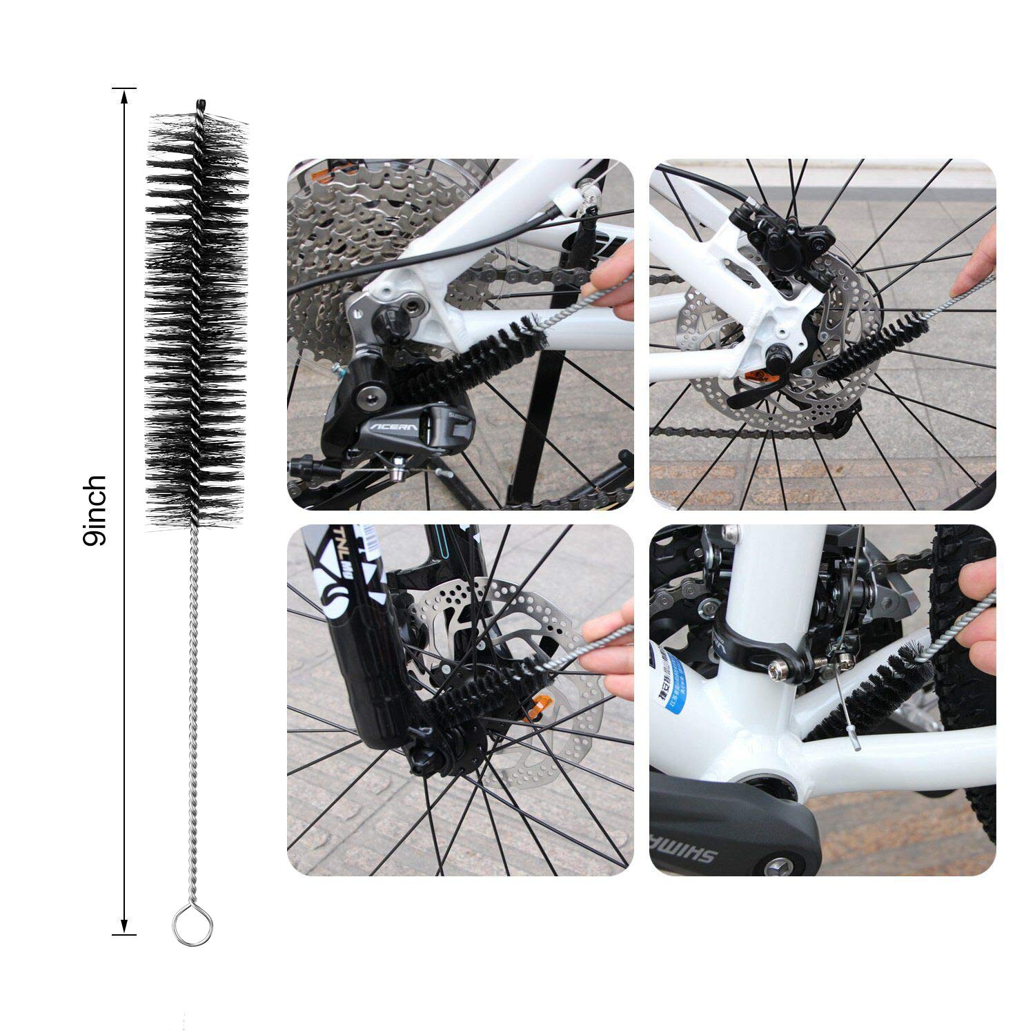 9-Piece Bike Cleaning Tool Set - Bicycle Brush Kit for Tire, Chain & Sprocket - Motorcycle Cleaning Tools - Perfect for Home & Professional Bike Maintenance