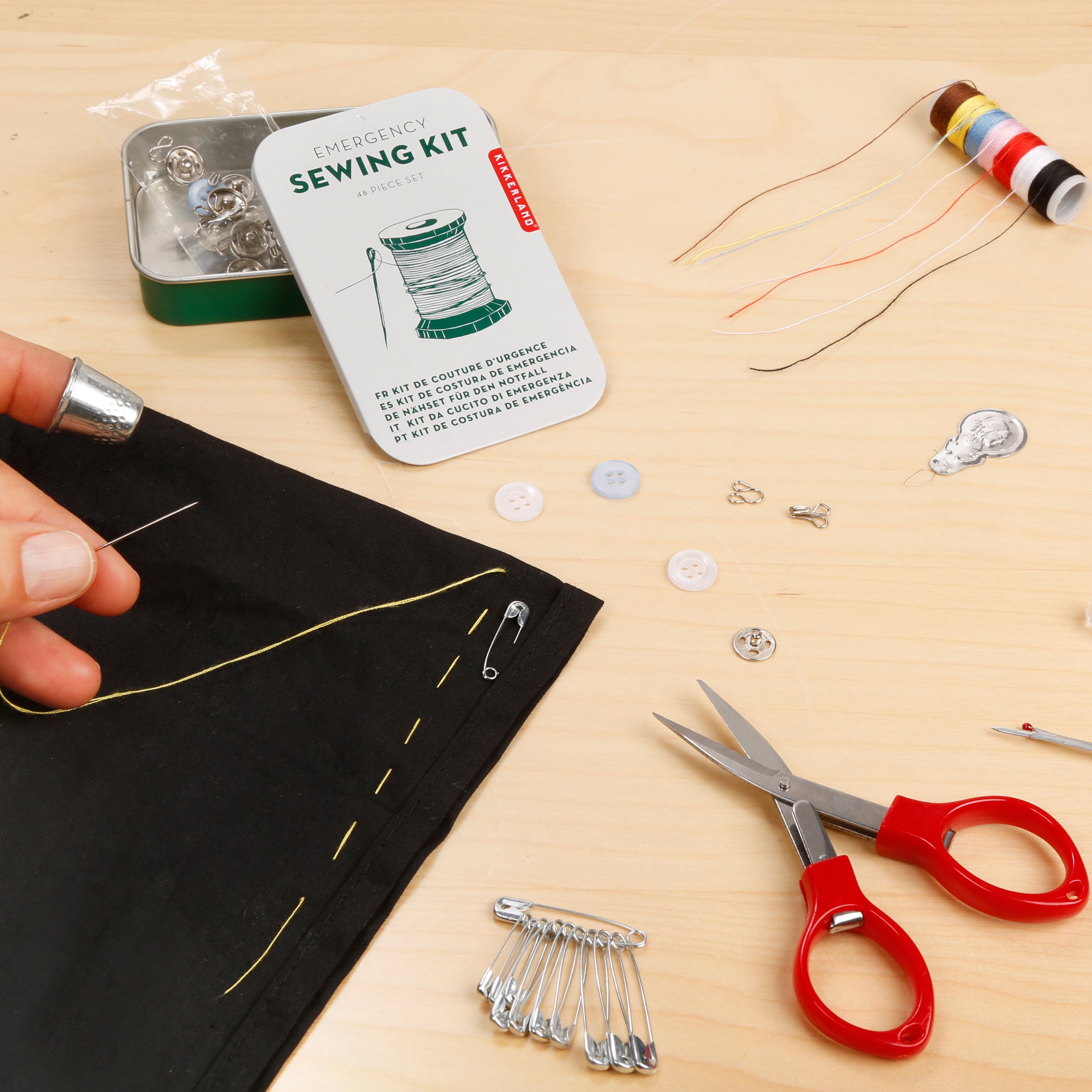 Portable Emergency Sewing Kit with Thread, Needles & Buttons - Compact Travel Sewing Supplies for Quick Clothing Repairs at Home, Office or On The Go