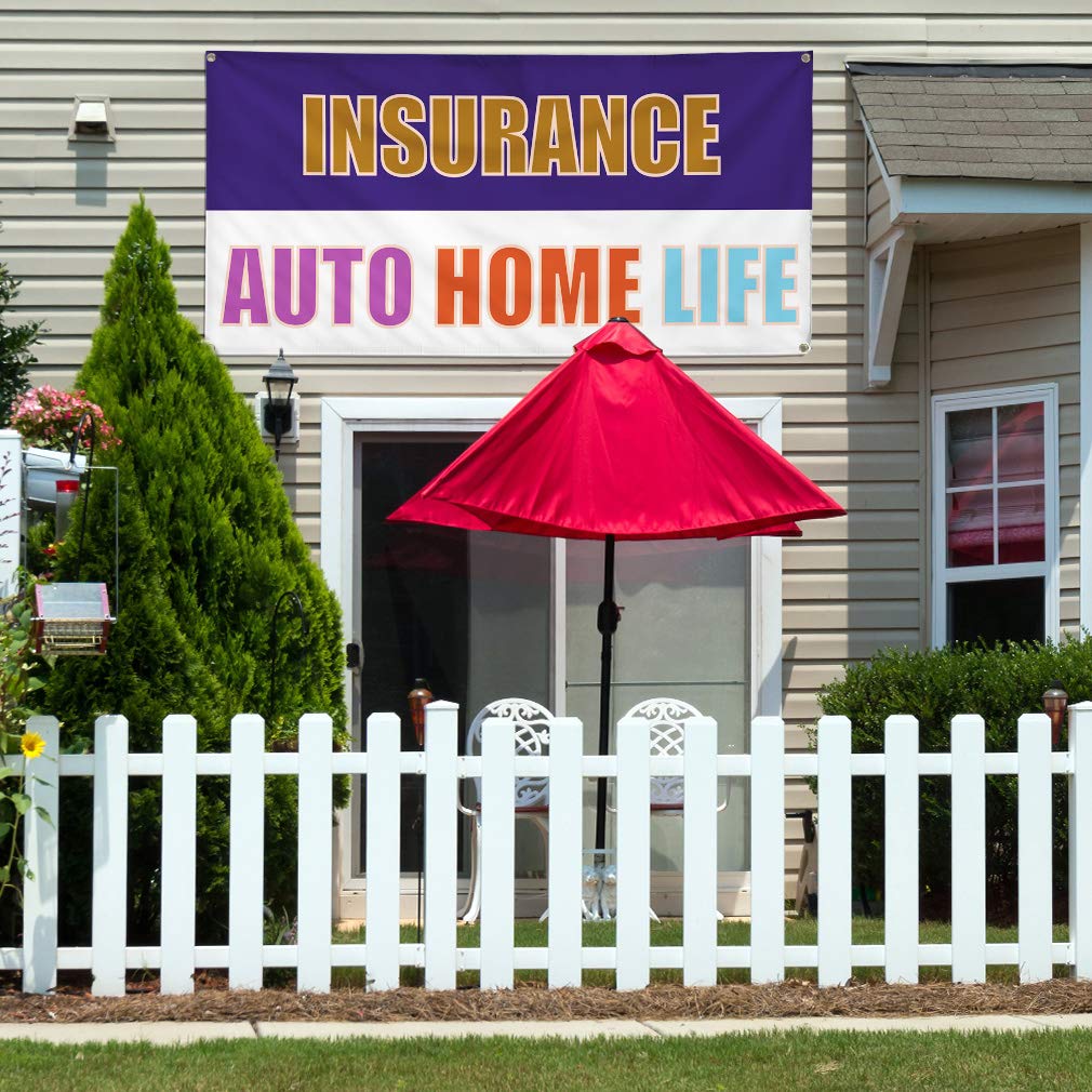 Durable Vinyl Banner 48x96 Inches - Weatherproof Outdoor Sign for Insurance, Auto, Home, Business & Yard - White with 8 Grommets (Multiple Sizes Available) - Perfect for Events, Advertising & Industrial Use