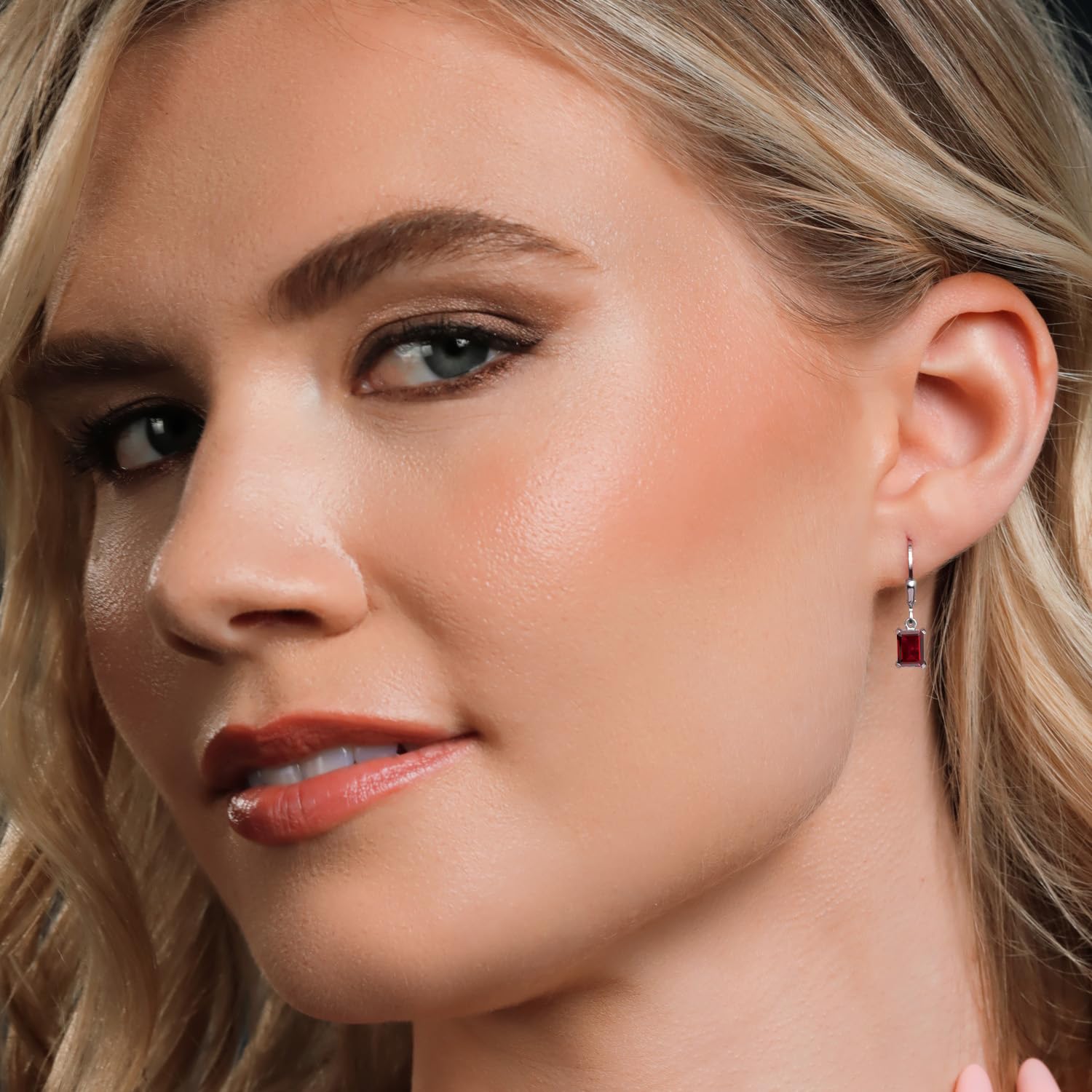 925 Sterling Silver Emerald Cut 7x5mm Birthstone Drop Dangle Earrings for Women | Gem Stone King Leverback Earrings | Perfect for Birthdays, Anniversaries & Special Occasions