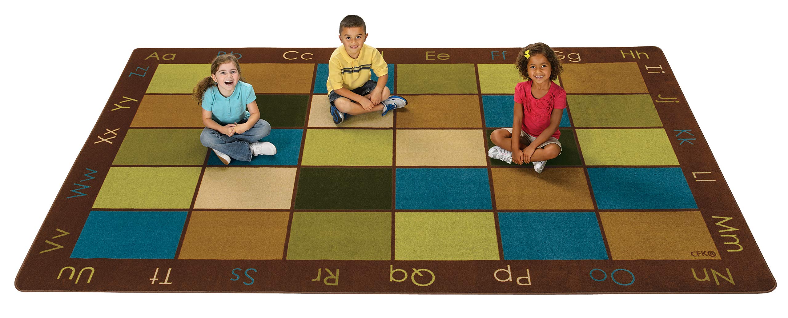Nature Colors Classroom Rug for Kids - 6ft x 9ft Rectangle Brown Carpet | Soft Play Mat for Daycare, Preschool & Kids Bedroom