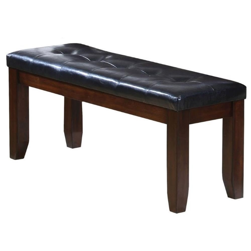 Acme Urban Faux Leather Tufted Dining Bench - Black & Espresso | Modern Kitchen Seating, Dining Room Furniture, Breakfast Nook Stool