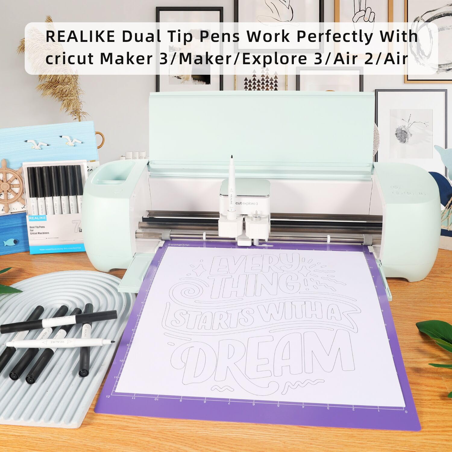 REALIKE 7-Pack Dual Tip Markers for Cricut Maker 3, Maker, Explore 3, Air 2, Air - Fine Point (0.4mm) & Bold (1.0mm) Pens for Writing, Drawing, Scrapbooking, Card Making & DIY Craft Projects