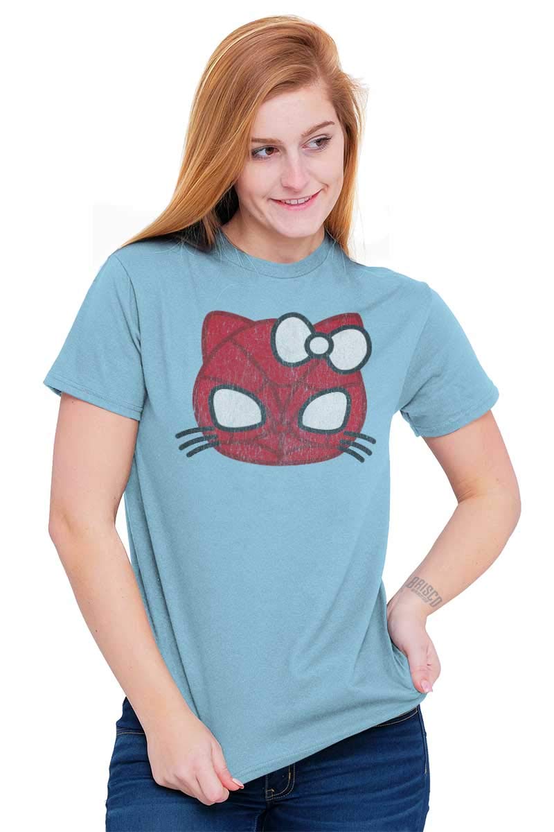 Trendy Spider Cat Graphic T-Shirt for Women - Cute Pop Culture Tee - Perfect for Casual Wear, Halloween Costumes & Fun Outfits