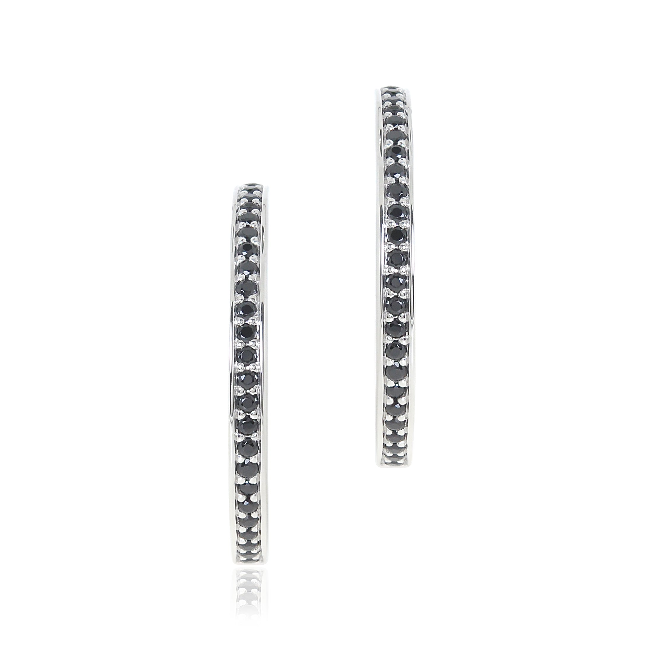 Black Spinel Gigi Hoop Earrings for Women - Elegant Dangle Earrings for Party, Wedding & Everyday Wear