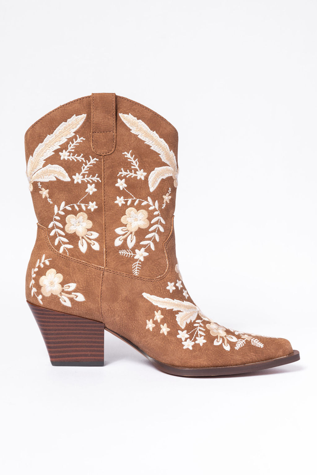 Paige Cocoa Embroidered Booties - Women's Stylish Ankle Boots with Handmade Embroidery | Perfect for Fall Fashion, Casual Outfits & Boho Chic Looks