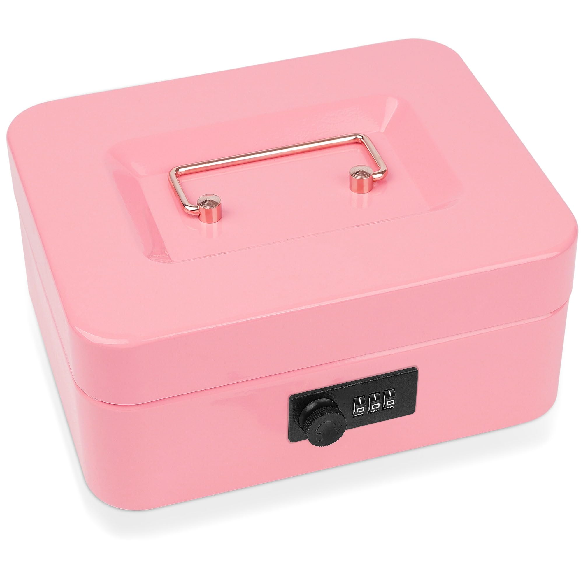 Medium Metal Cash Box with Combination Lock - Durable Money Saving Organizer with Money Tray, Security Lock Safe Box for Office, Small Business, Home & Retail (7.87 x 6.3 x 3.54 inches) - Perfect for Cash Management, Deposit Storage & Daily Transactions