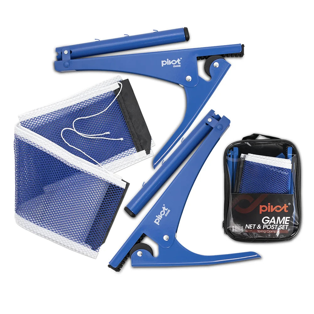 PIVOT FGDGPS Game Net & Post Set - Portable Volleyball & Badminton Net System for Outdoor Sports, Backyard, Beach, and Park Play