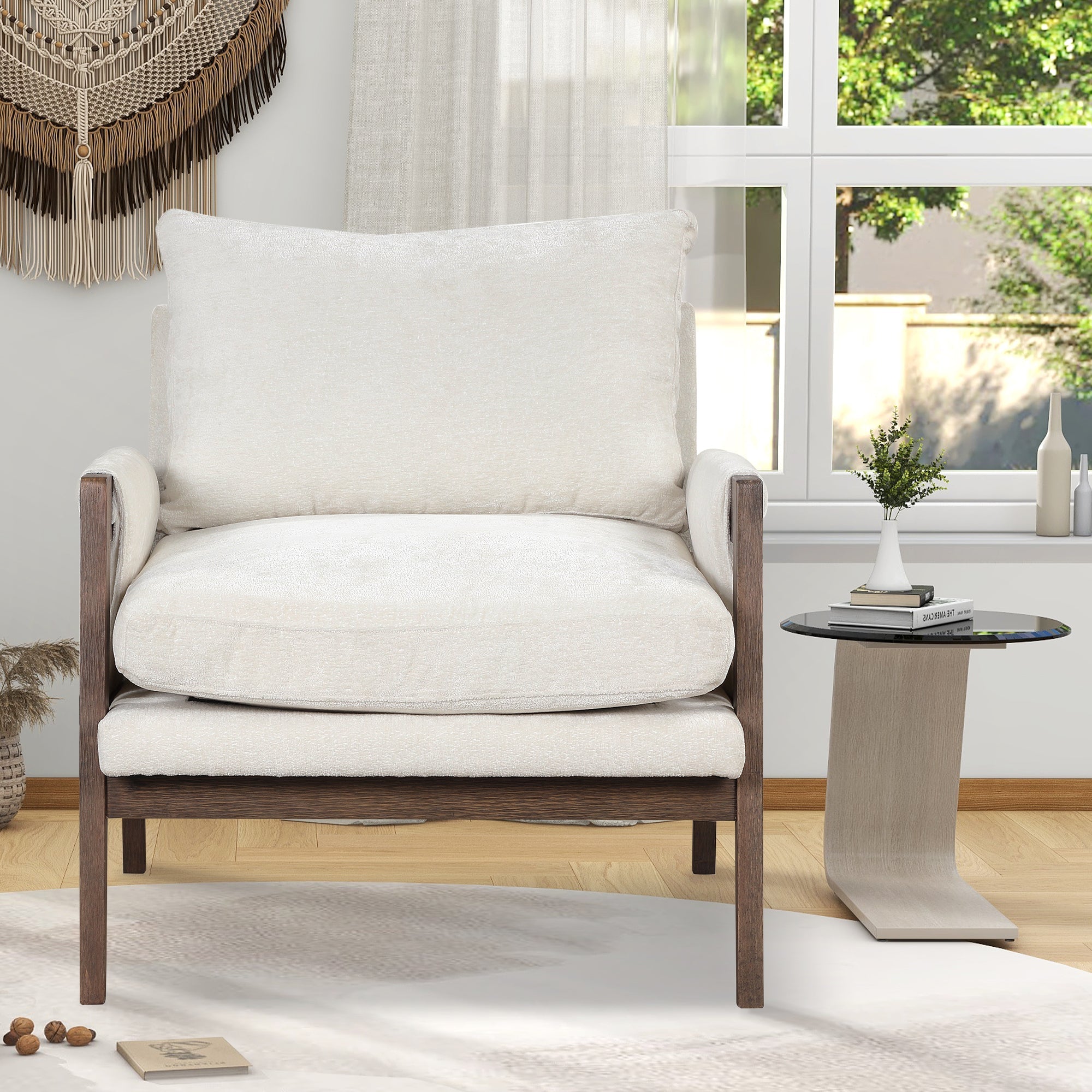 Kelly Mid Century Modern Velvet Accent Armchair - Stylish Roundhill Furniture for Living Room, Bedroom & Office - Comfortable Lounge Chair for Home Decor