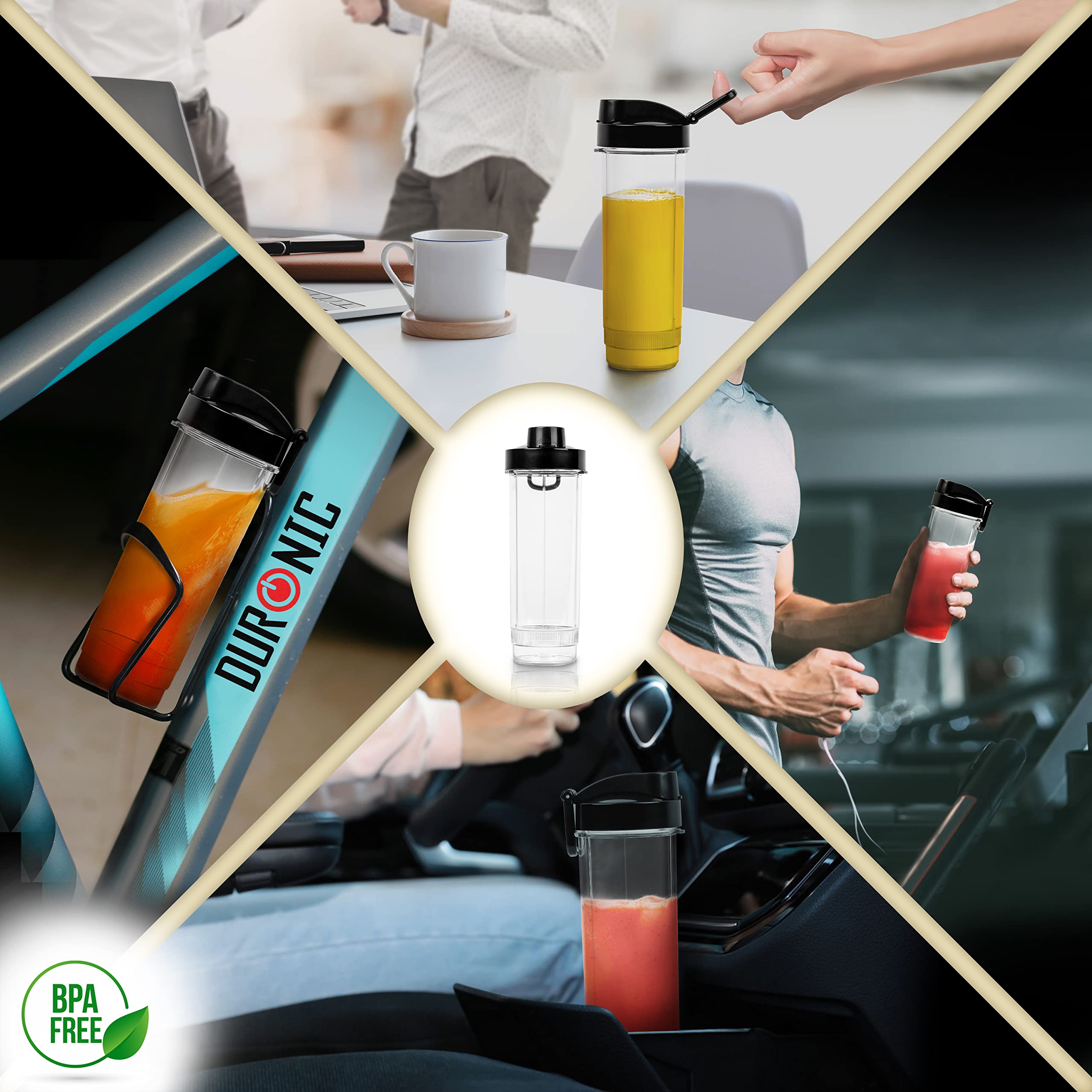 Duronic BL510 Mini Electric Blender 500W | Portable Blender with 570ml BPA-Free Bottle | Compact Personal Blender for Smoothies, Cocktails, Baby Food & Shakes | Perfect for Gym, Office, Travel & Home Use