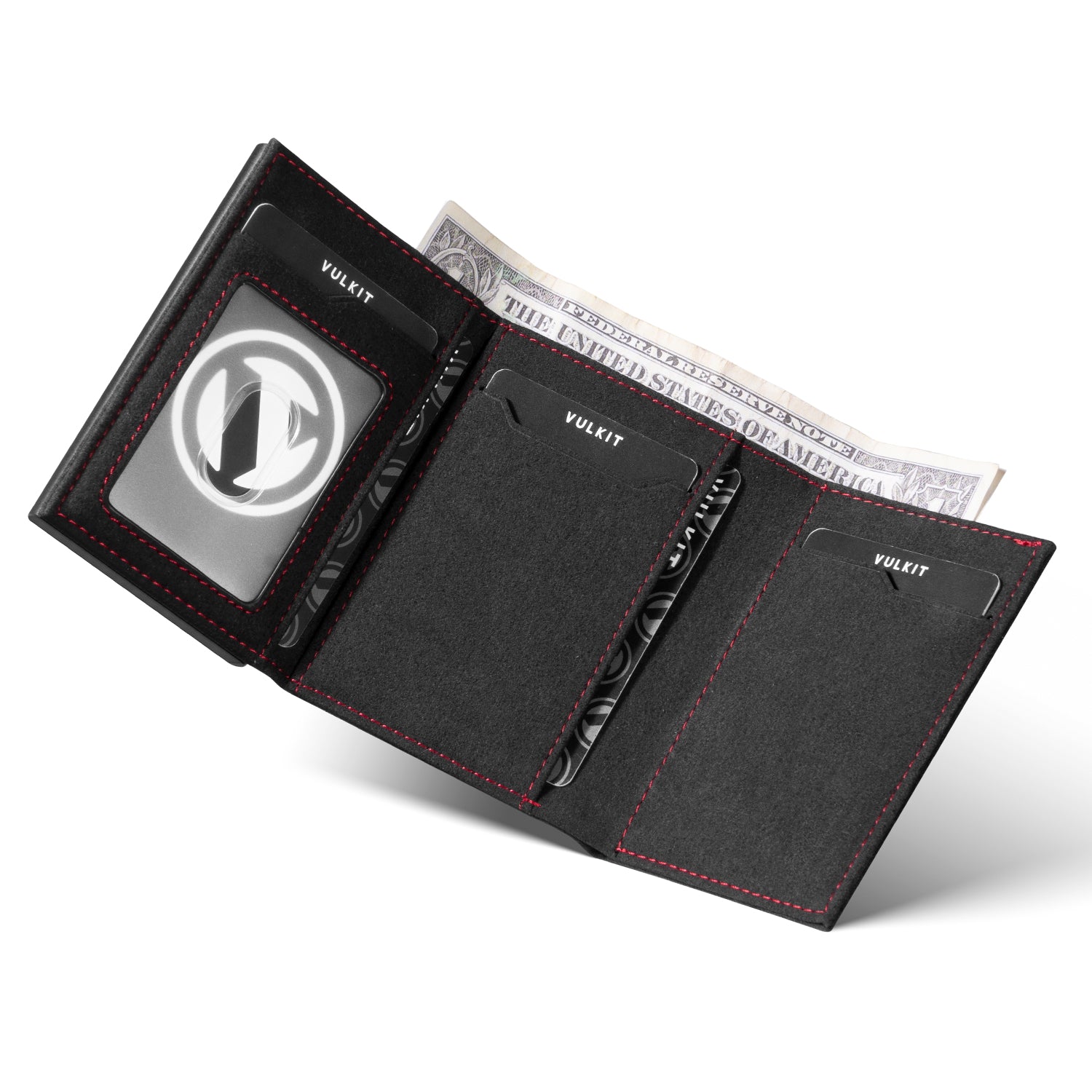Premium VC302A Alcantara Leather Tri-Fold Wallet with Spacious Banknote Pocket, Back Zipper Slot & Magnetic Closure - Perfect for Men's Everyday Carry, Business & Travel